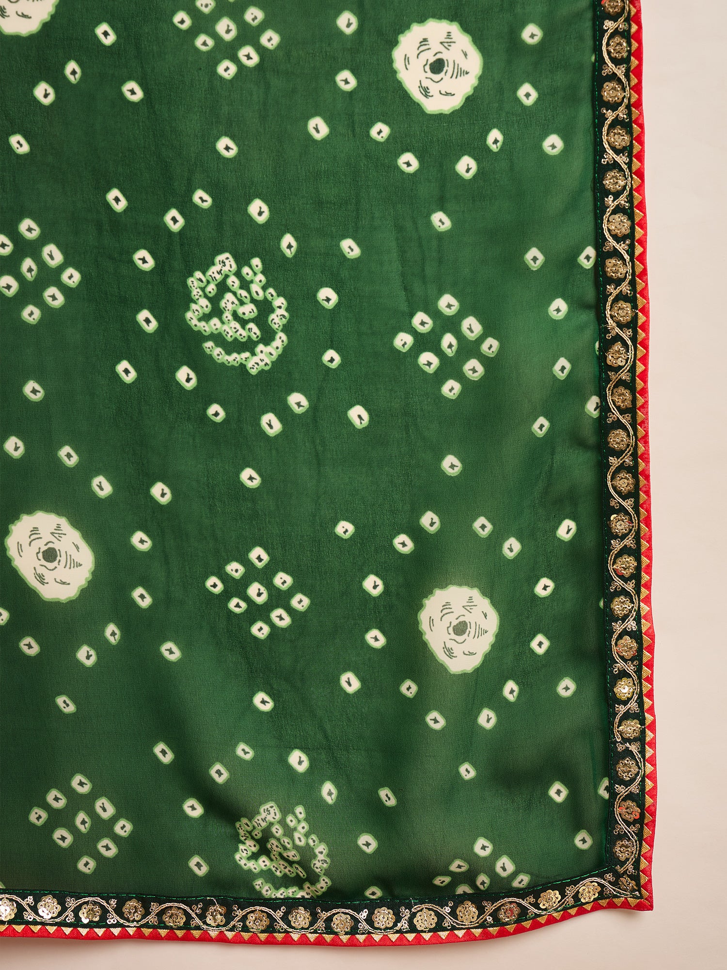 Women's Georgette Green Printed Designer Saree With Blouse Piece