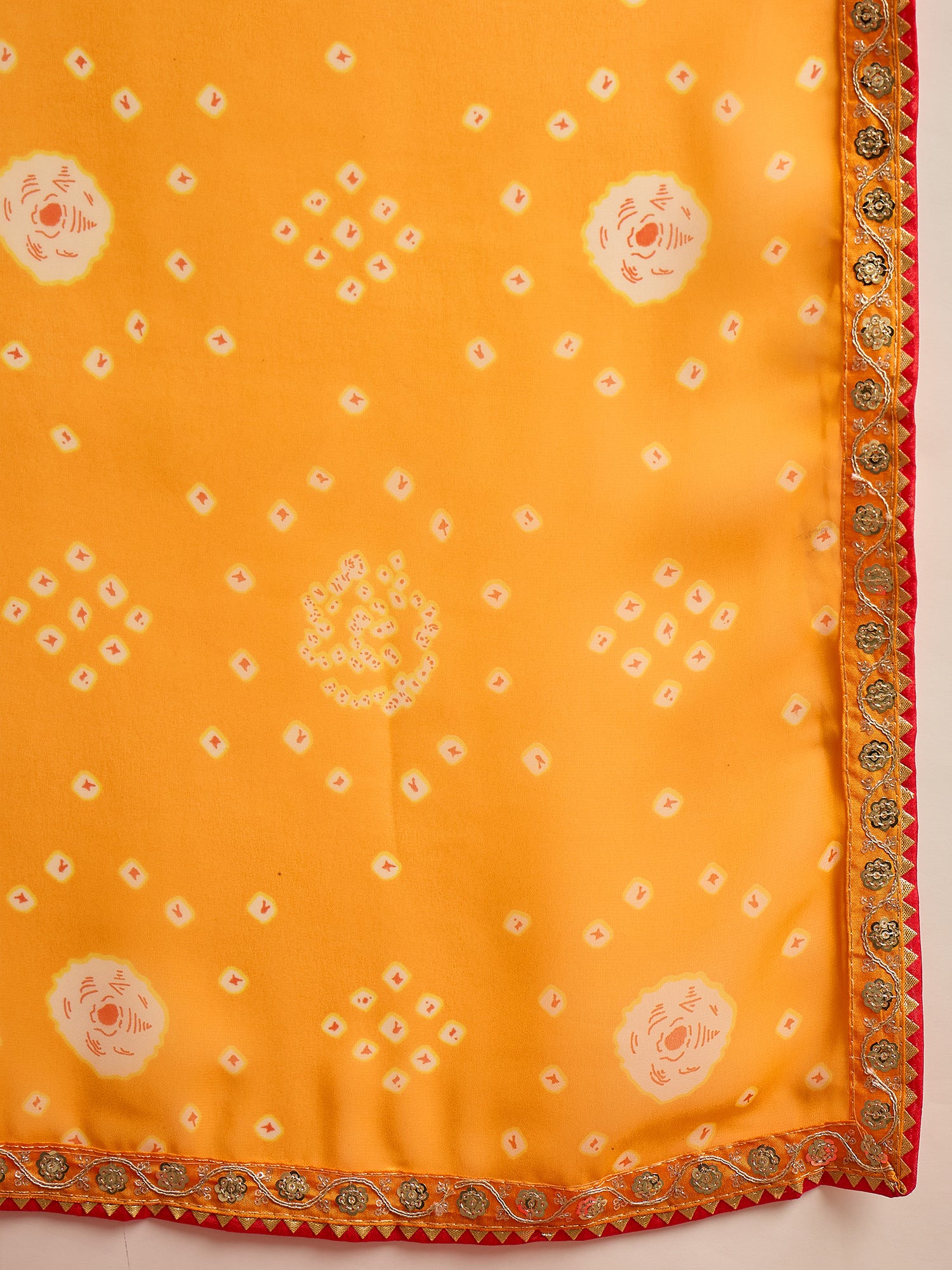 Women's Georgette Yellow Printed Designer Saree With Blouse Piece