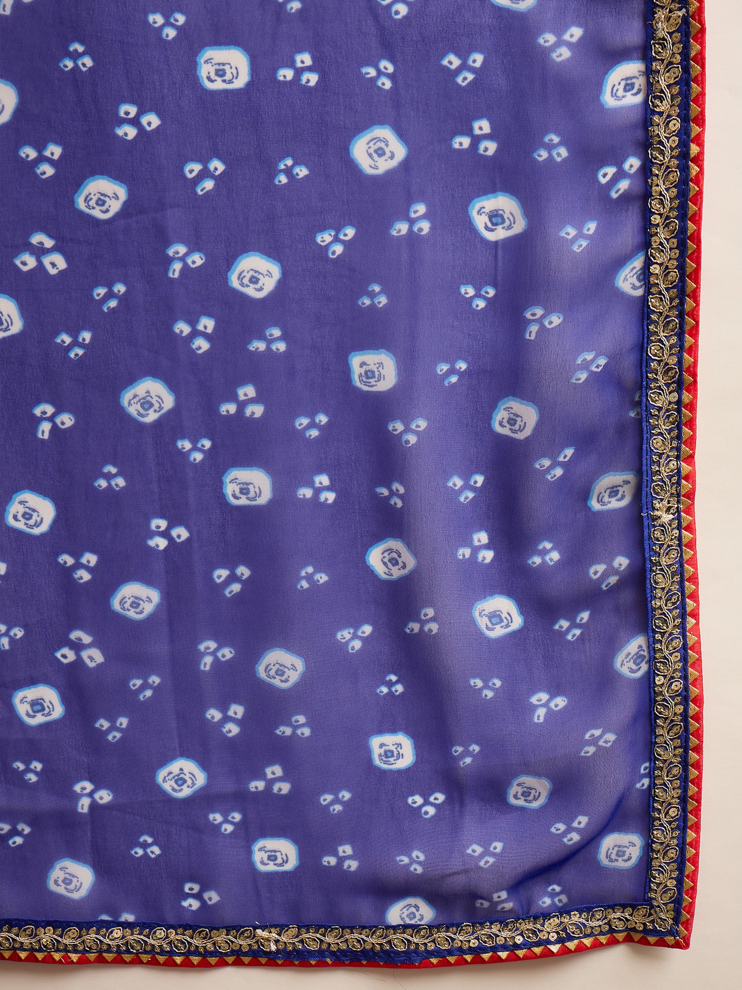 Women's Georgette Blue Printed Designer Saree With Blouse Piece