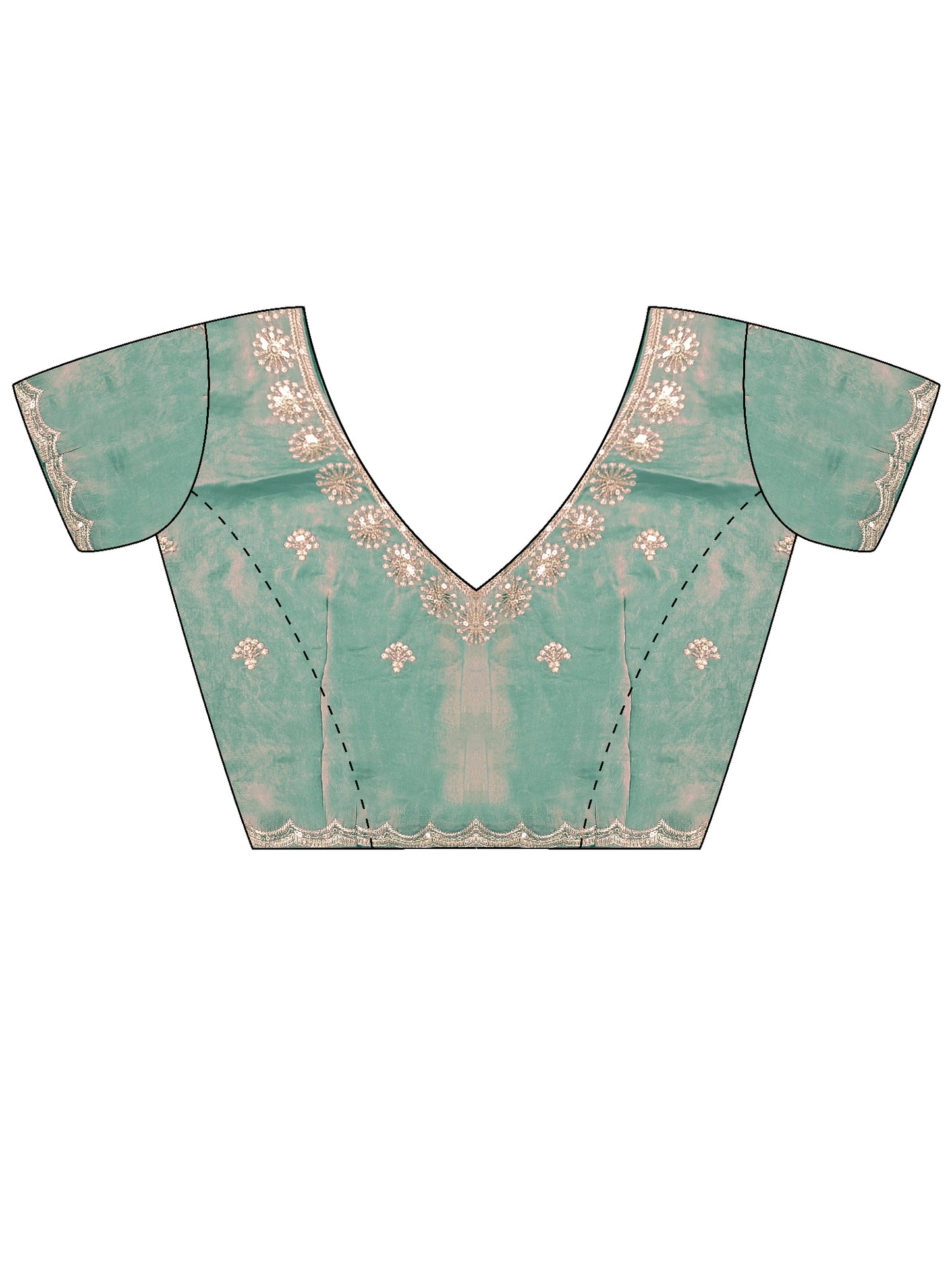 Women's Satin Light Blue Embellished Designer Saree With Blouse Piece