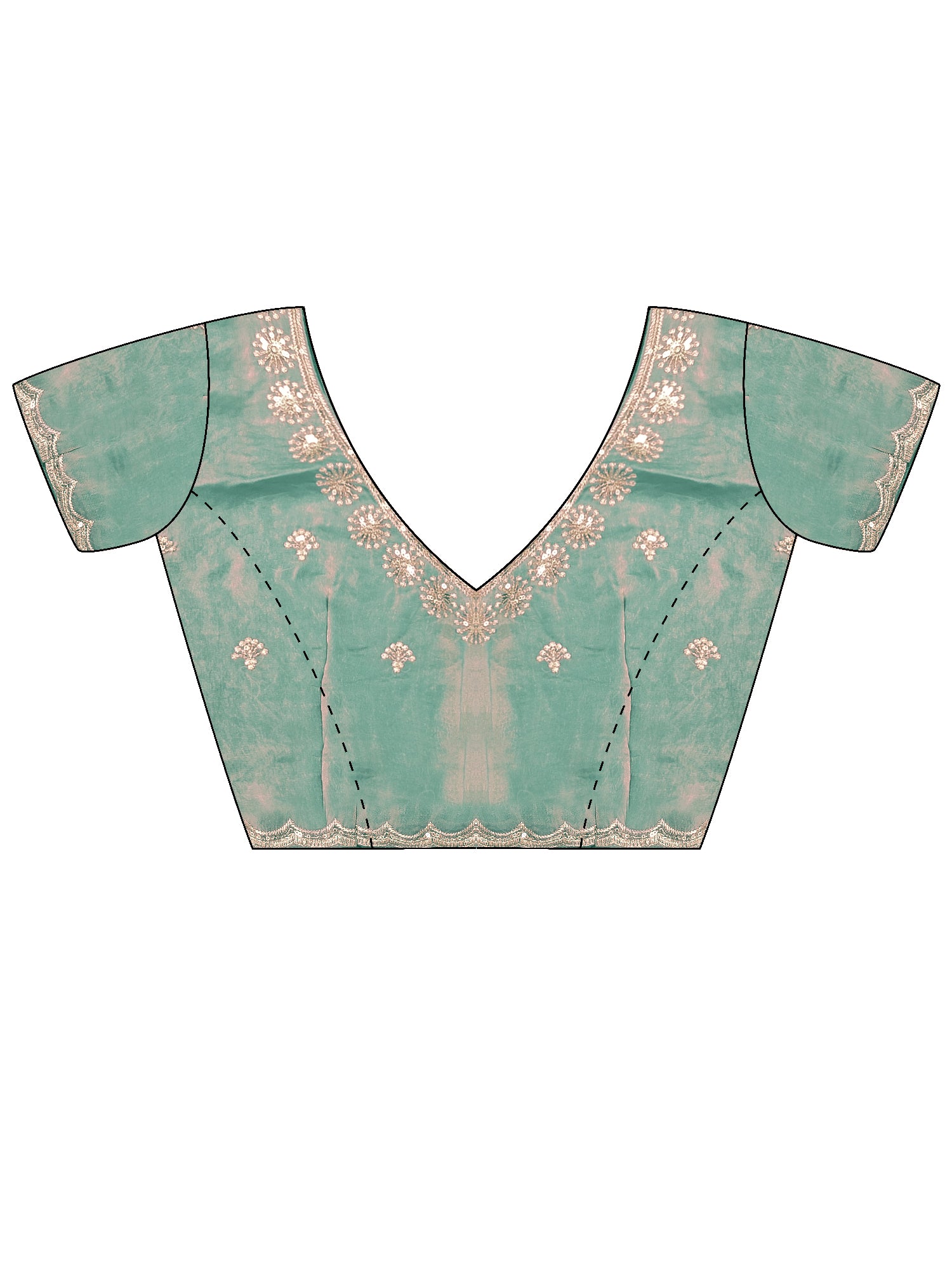 Women's Satin Light Blue Embellished Designer Saree With Blouse Piece