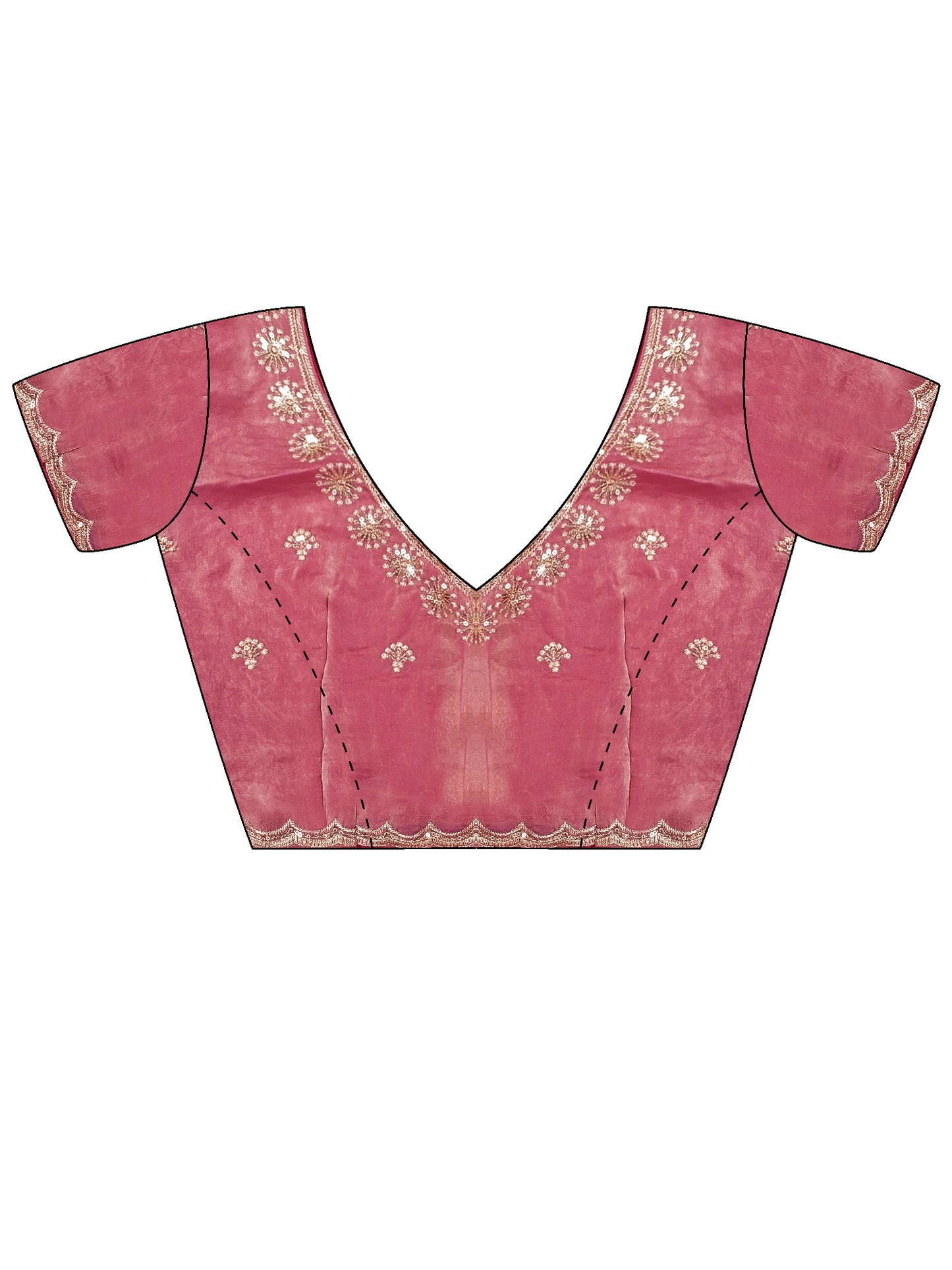 Women's Satin Rose Gold Embellished Designer Saree With Blouse Piece