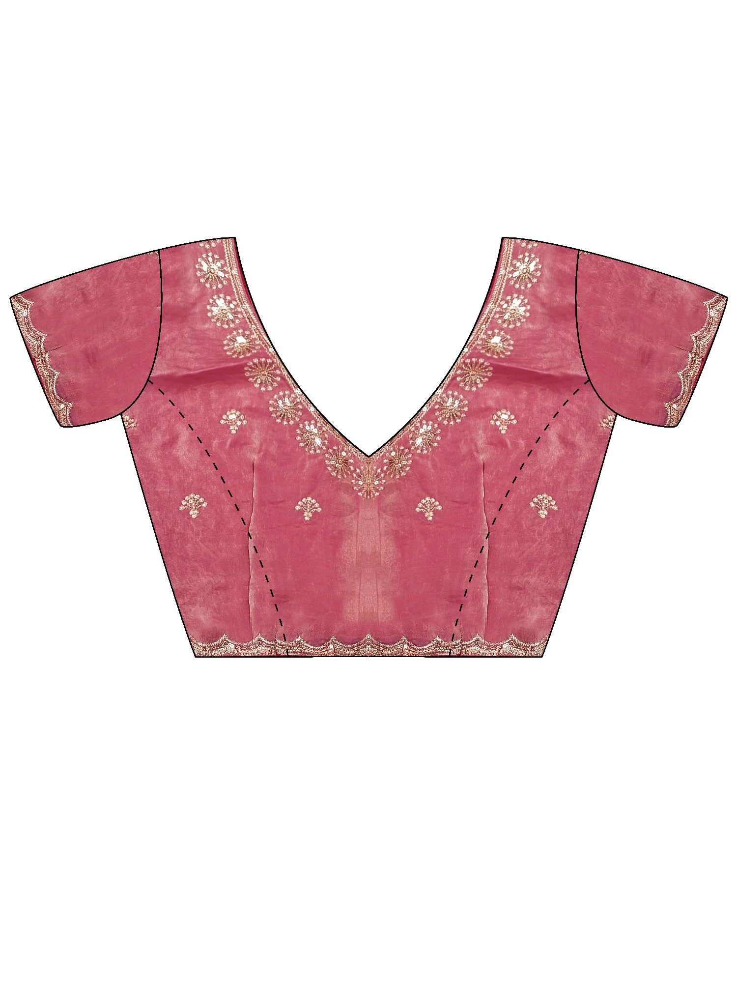 Women's Satin Rose Gold Embellished Designer Saree With Blouse Piece
