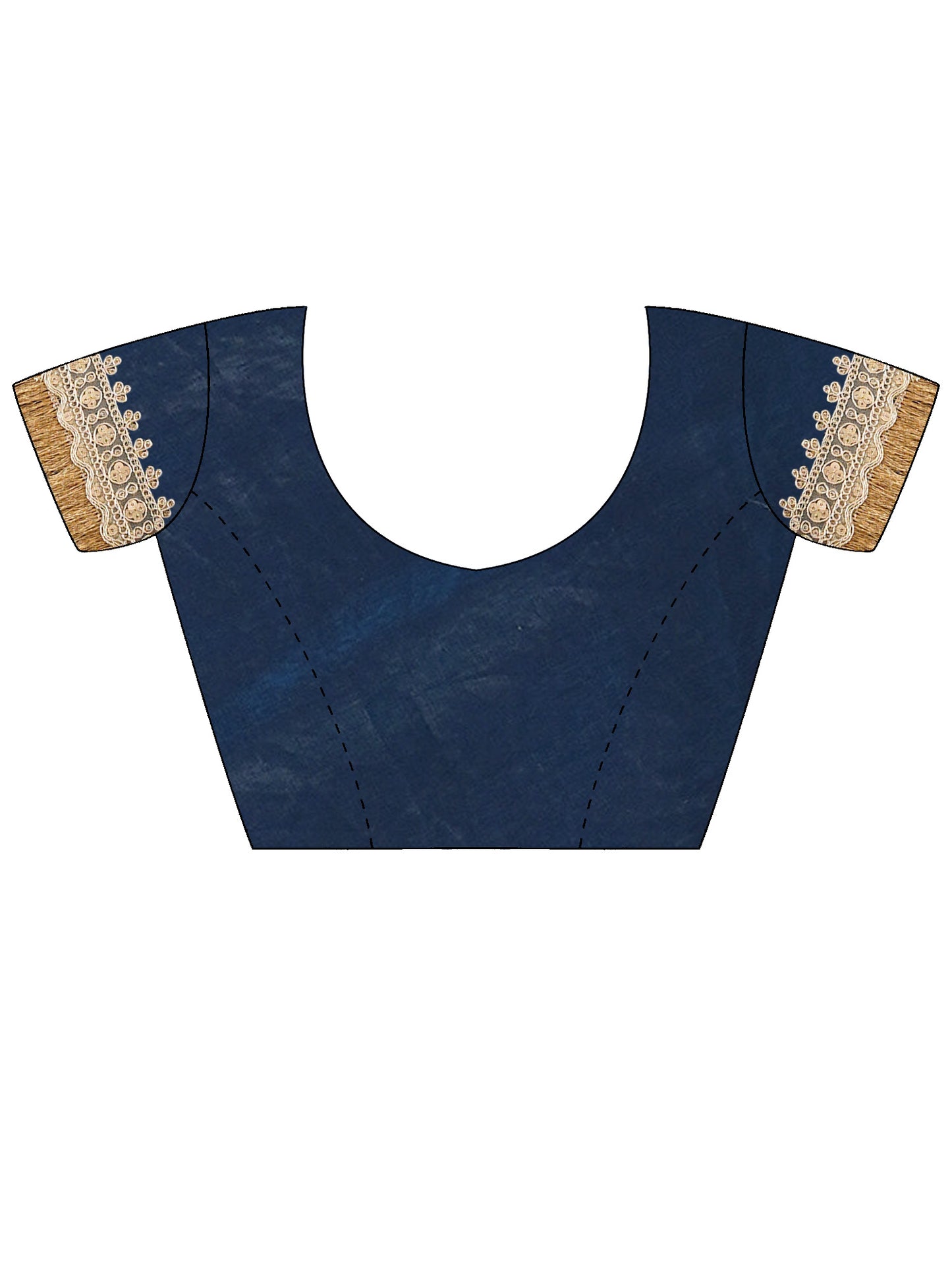 Women's Satin Navy Blue Embellished Designer Saree With Blouse Piece