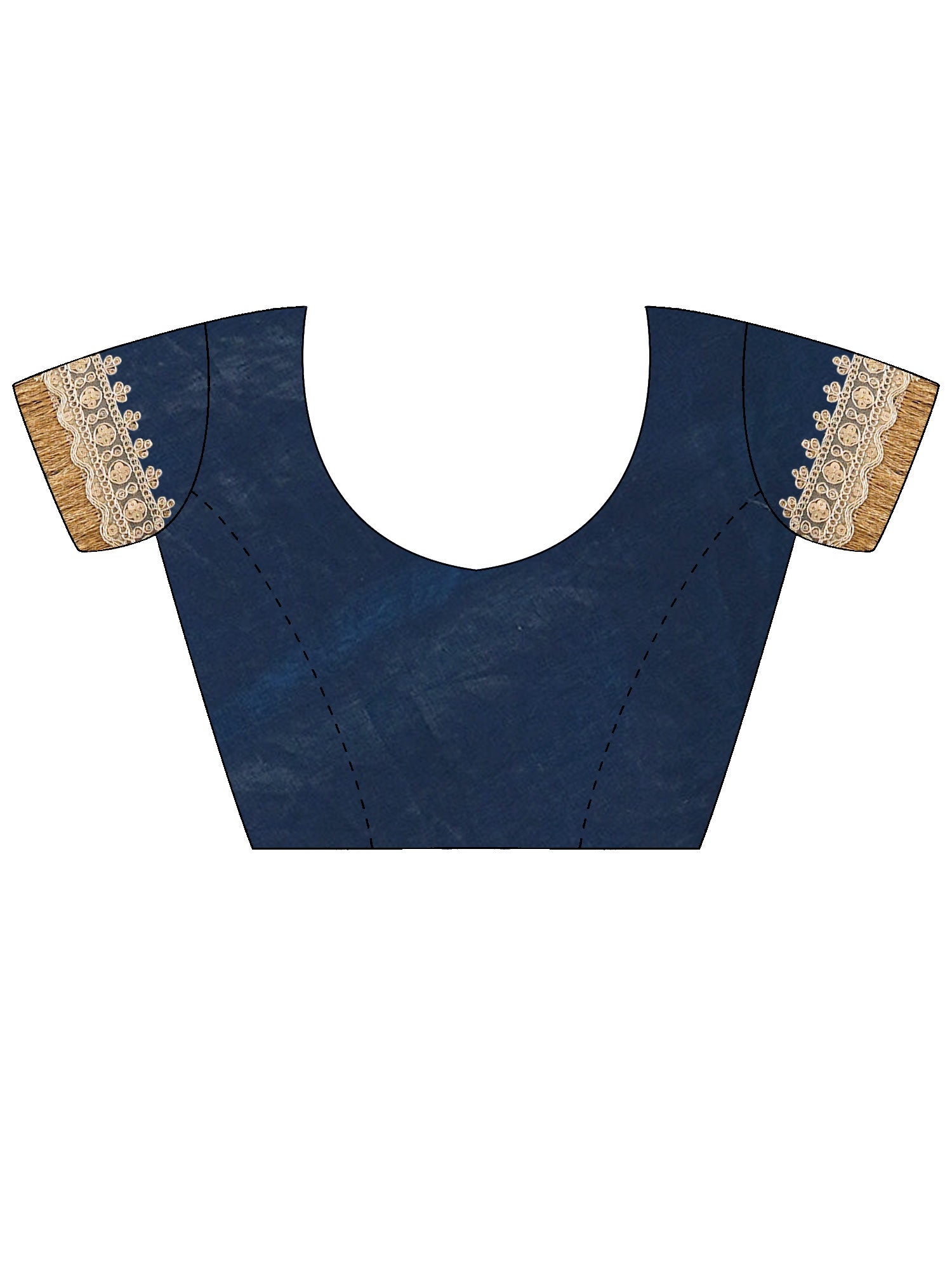 Women's Satin Navy Blue Embellished Designer Saree With Blouse Piece