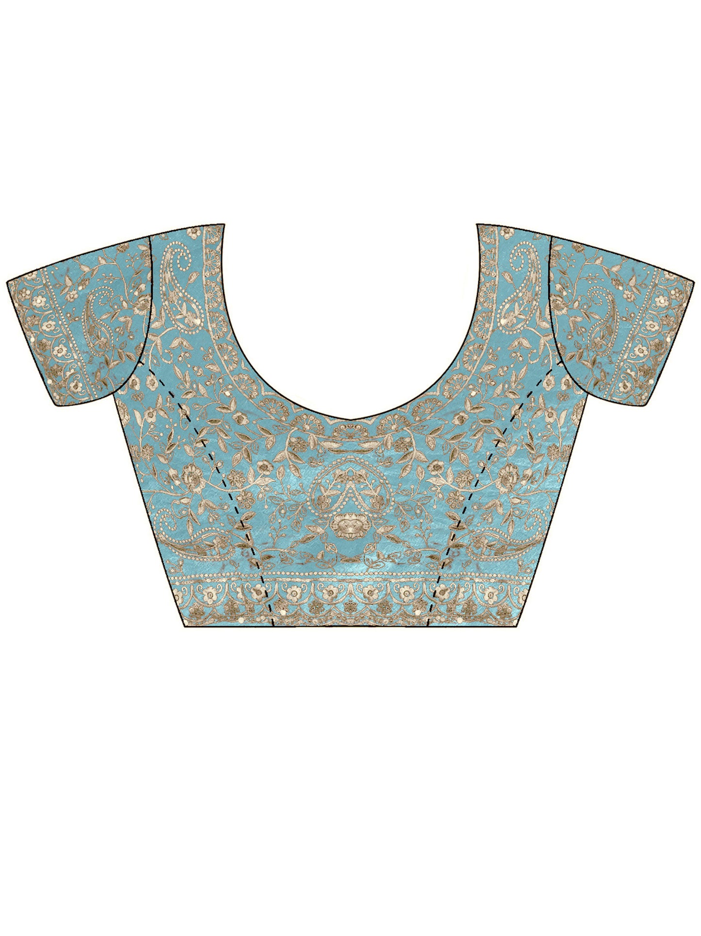 Women's Satin Light Blue Embellished Designer Saree With Blouse Piece