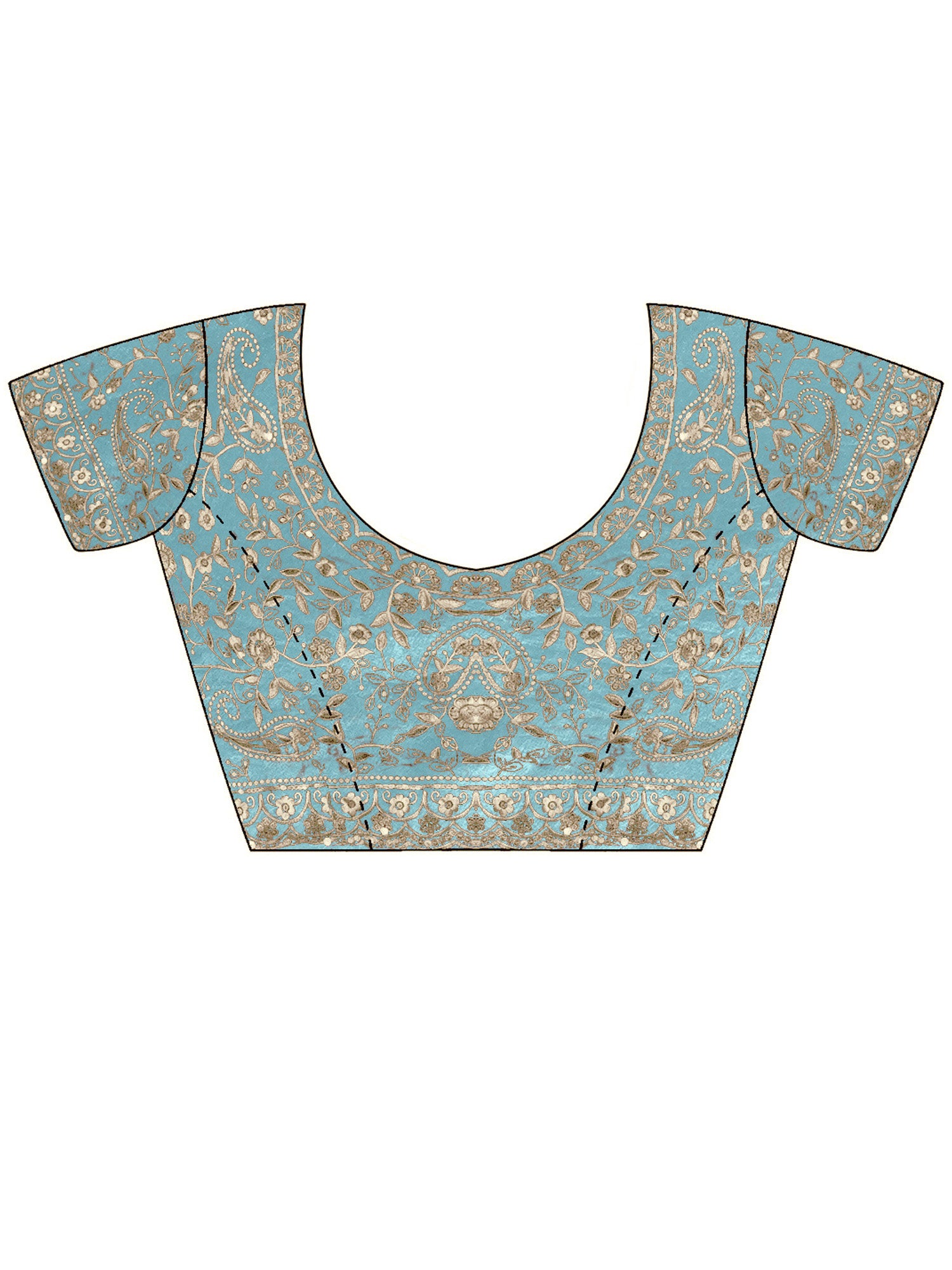 Women's Satin Light Blue Embellished Designer Saree With Blouse Piece