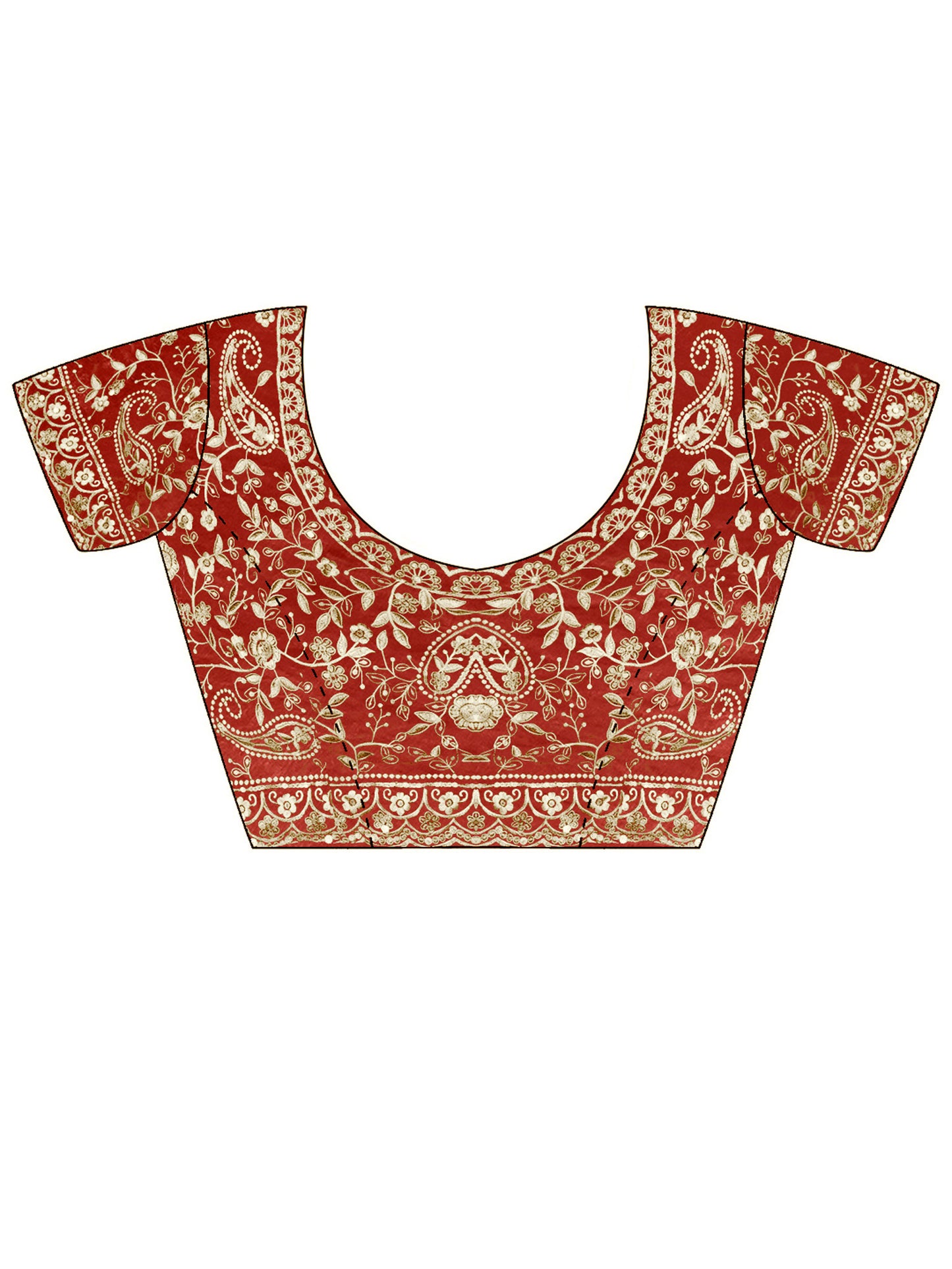 Women's Satin Rust Embellished Designer Saree With Blouse Piece