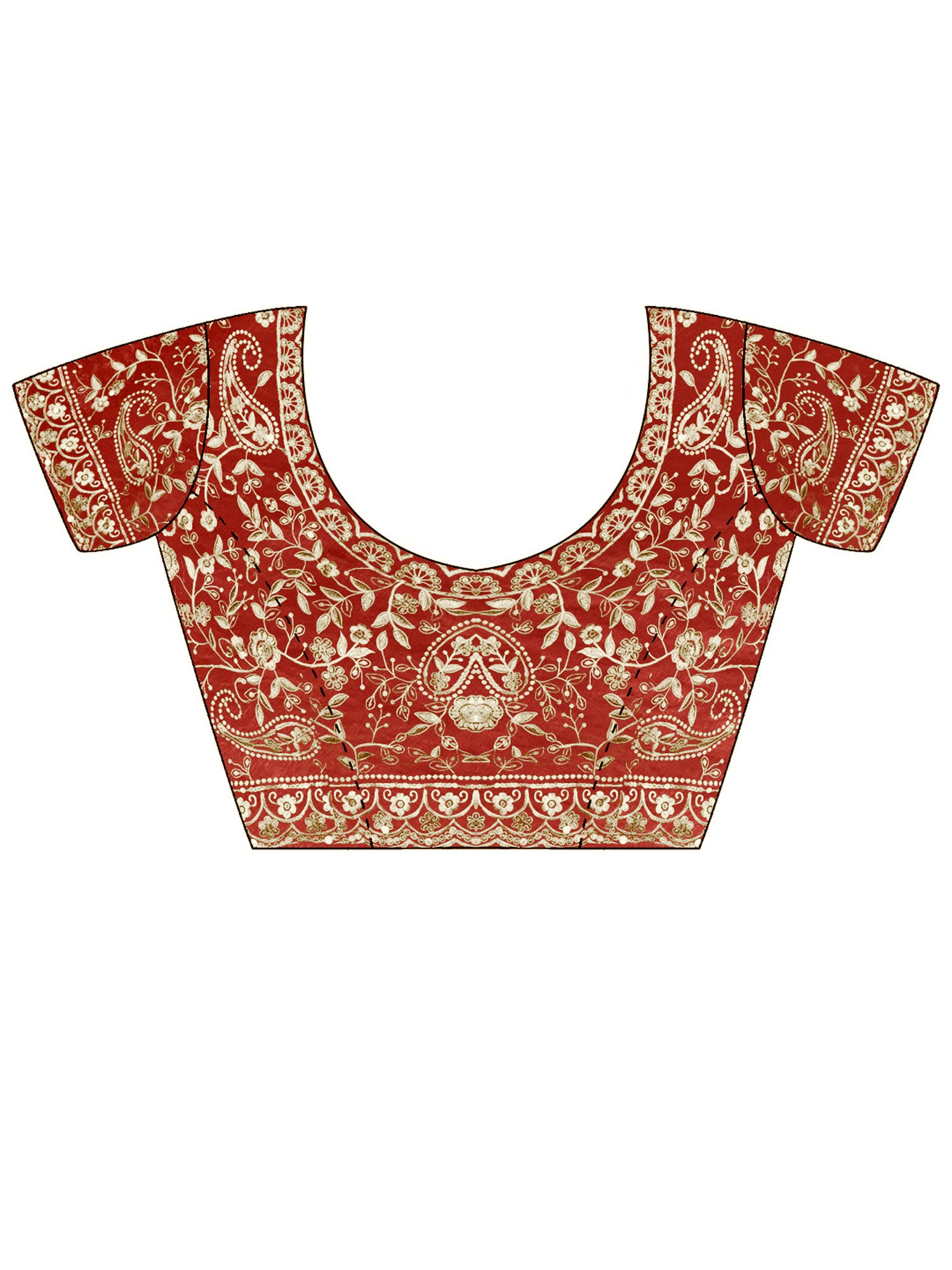 Women's Satin Rust Embellished Designer Saree With Blouse Piece