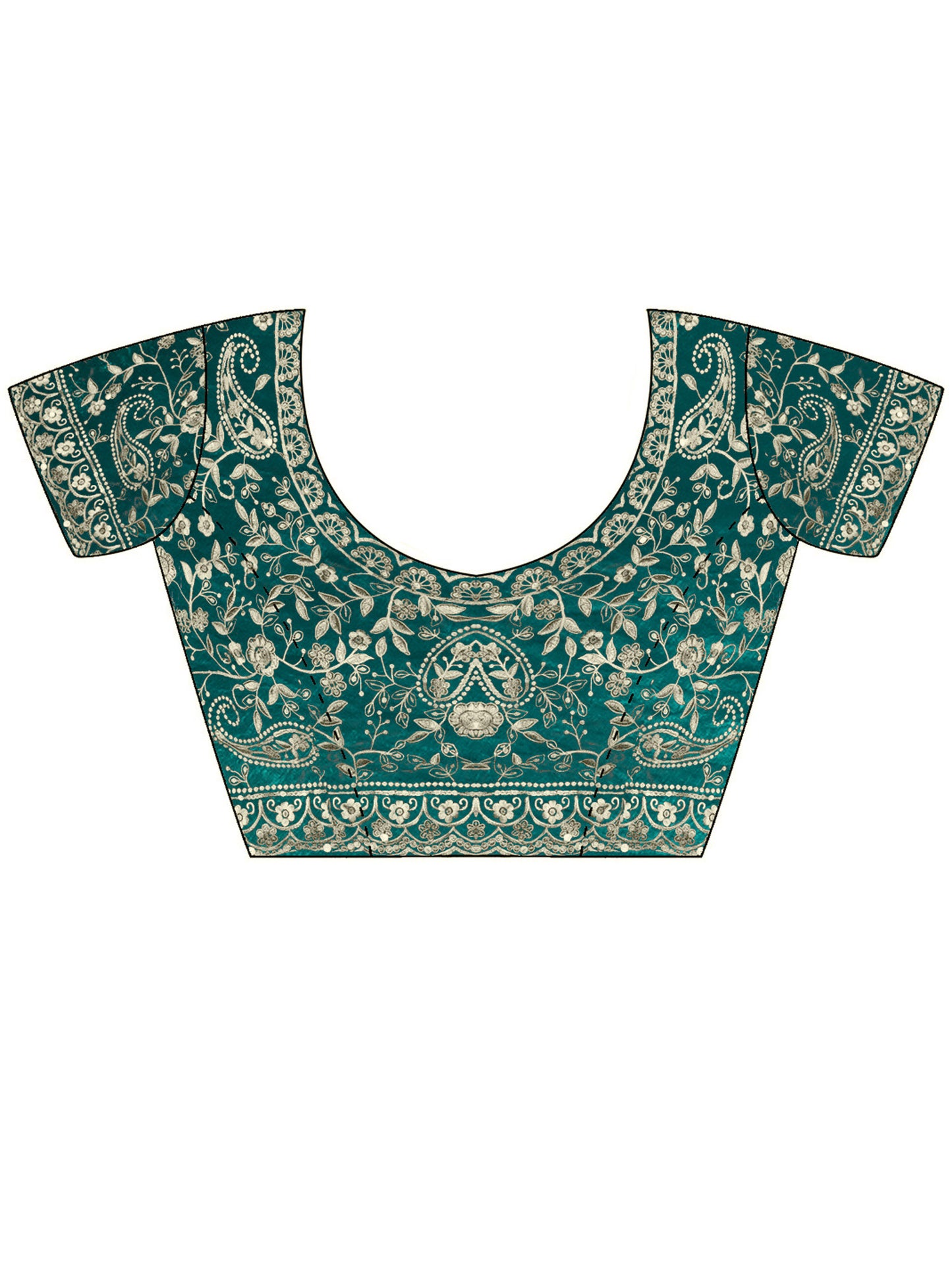 Women's Satin Teal green Embellished Designer Saree With Blouse Piece