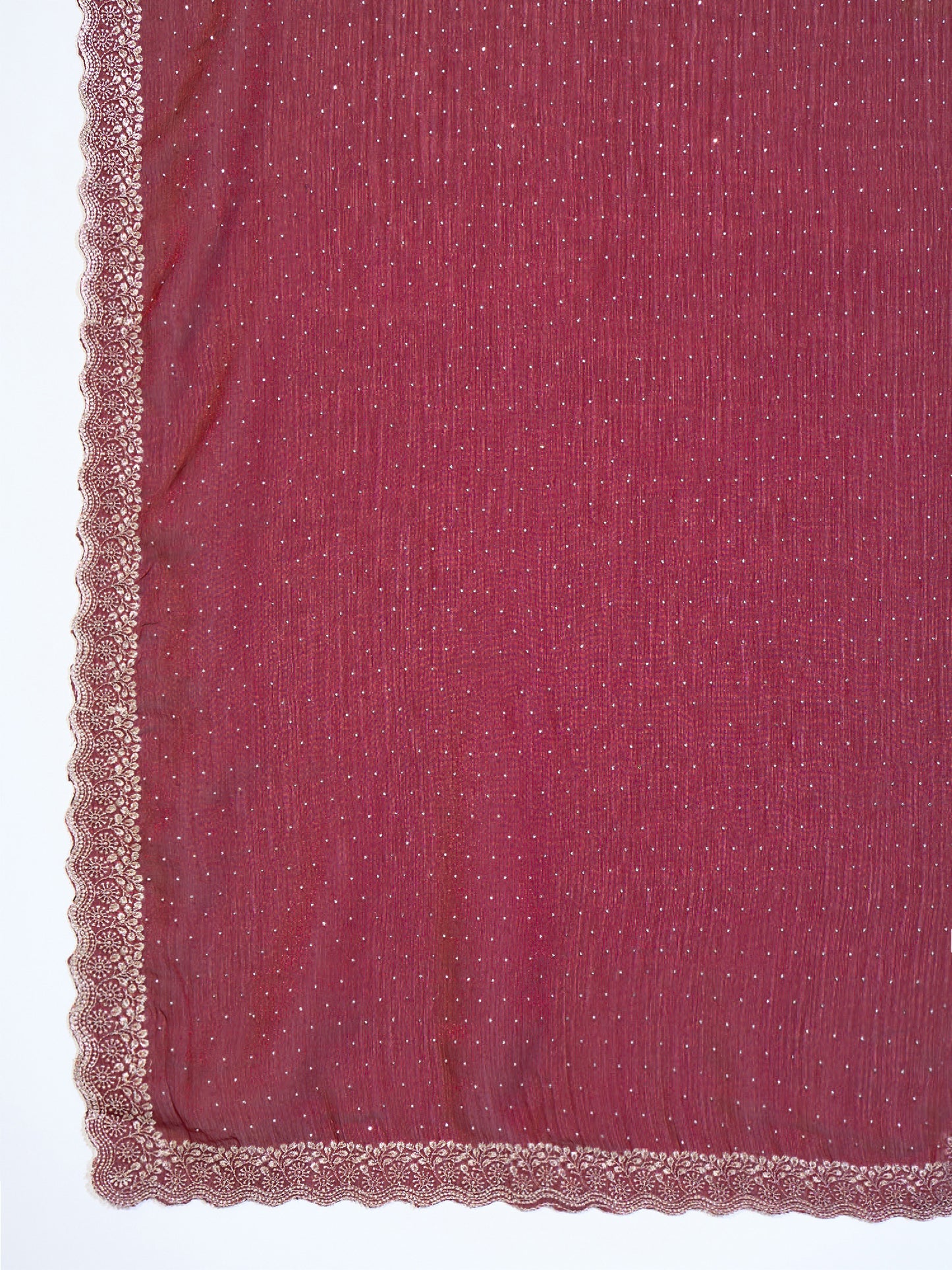 Women's Chiffon Maroon Zari Embroidered Designer Saree With Blouse Piece