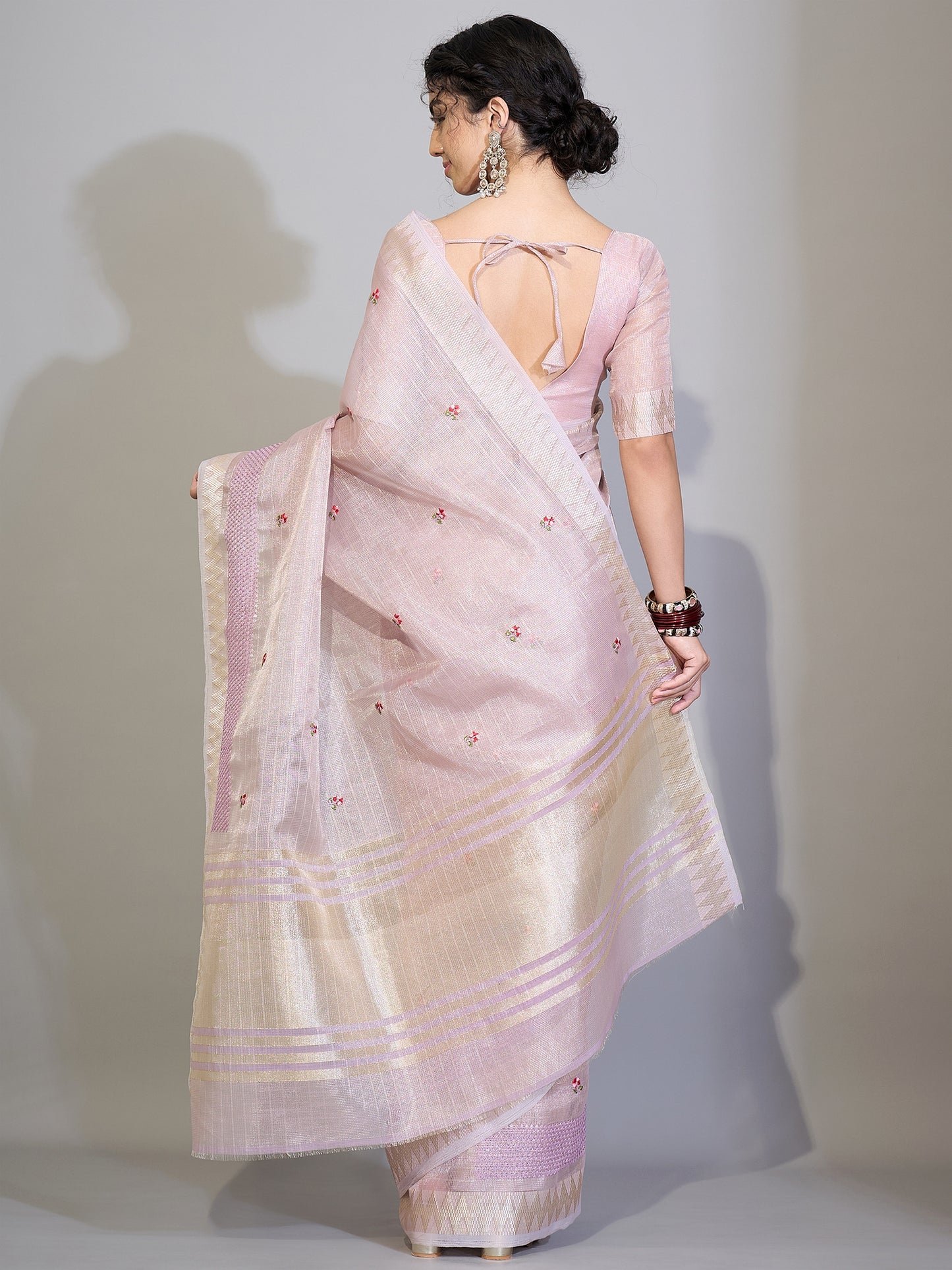Women's Silk Blend Lavender Woven Design Designer Saree With Blouse Piece