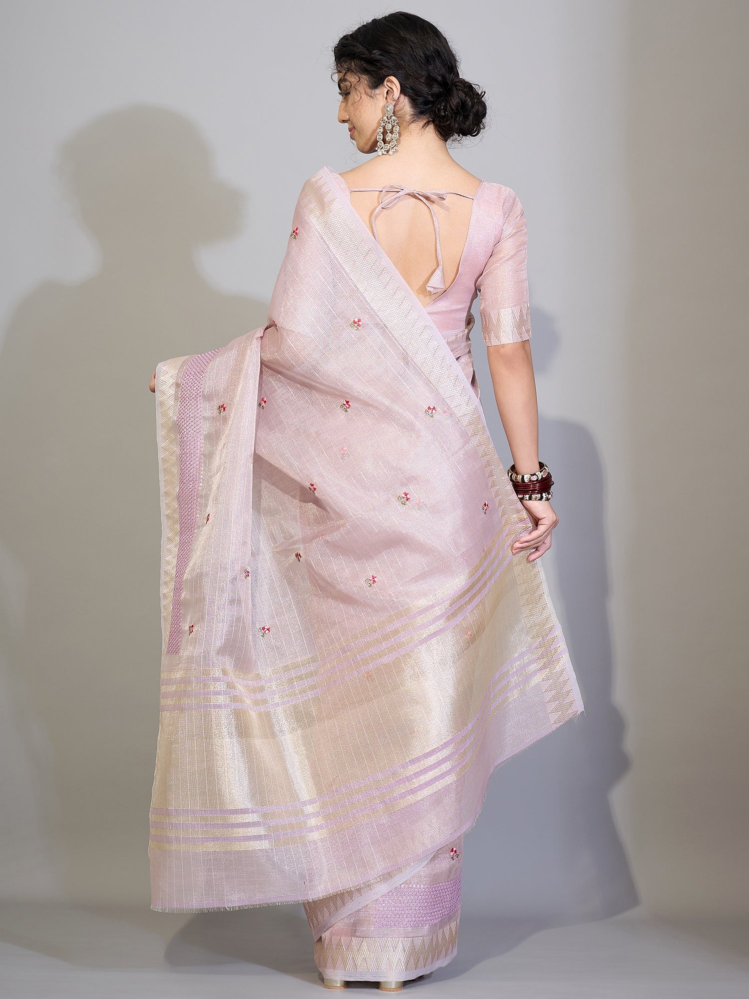 Women's Silk Blend Lavender Woven Design Designer Saree With Blouse Piece