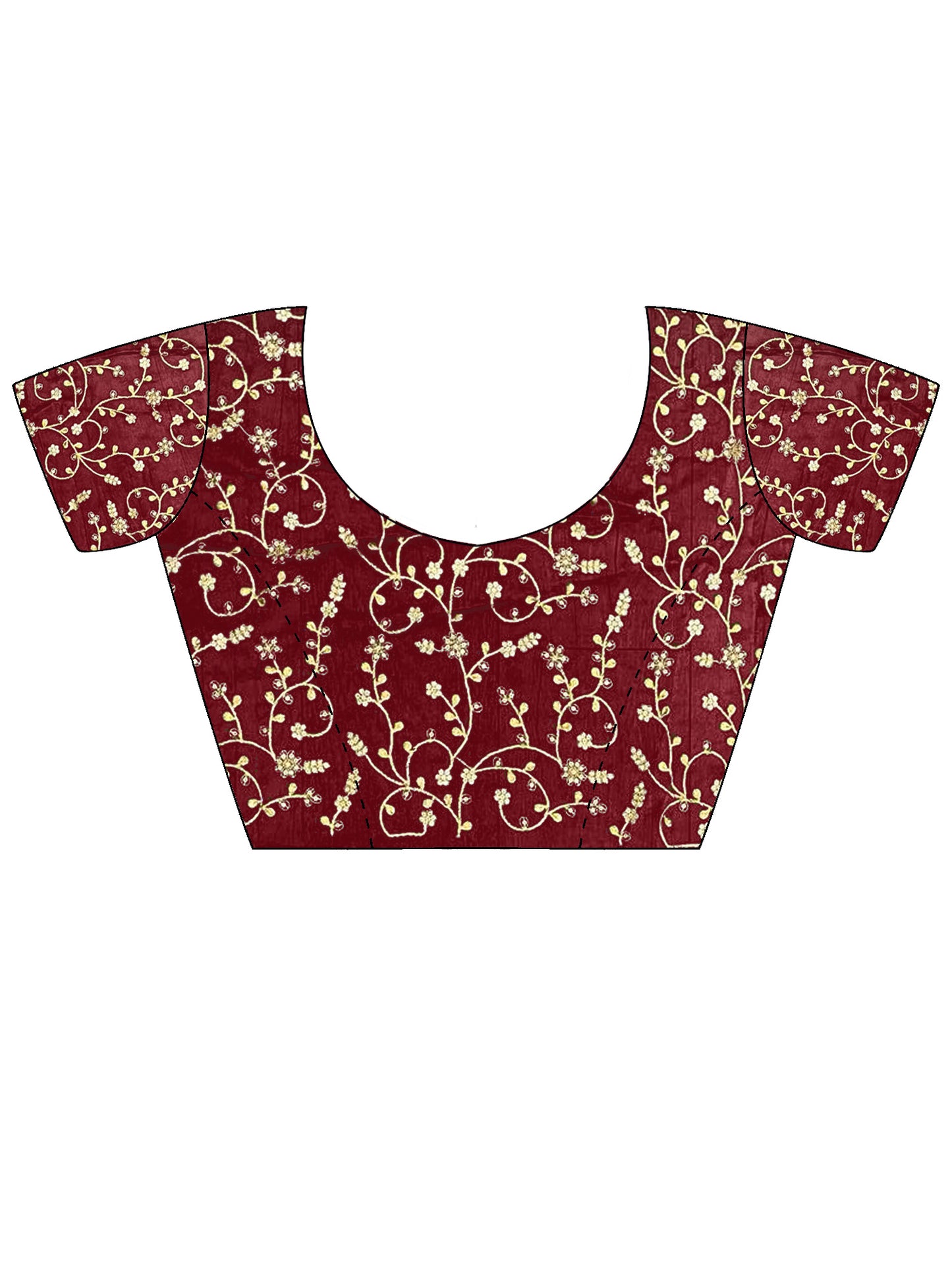 Women's Satin Maroon Embellished Designer Saree With Blouse Piece