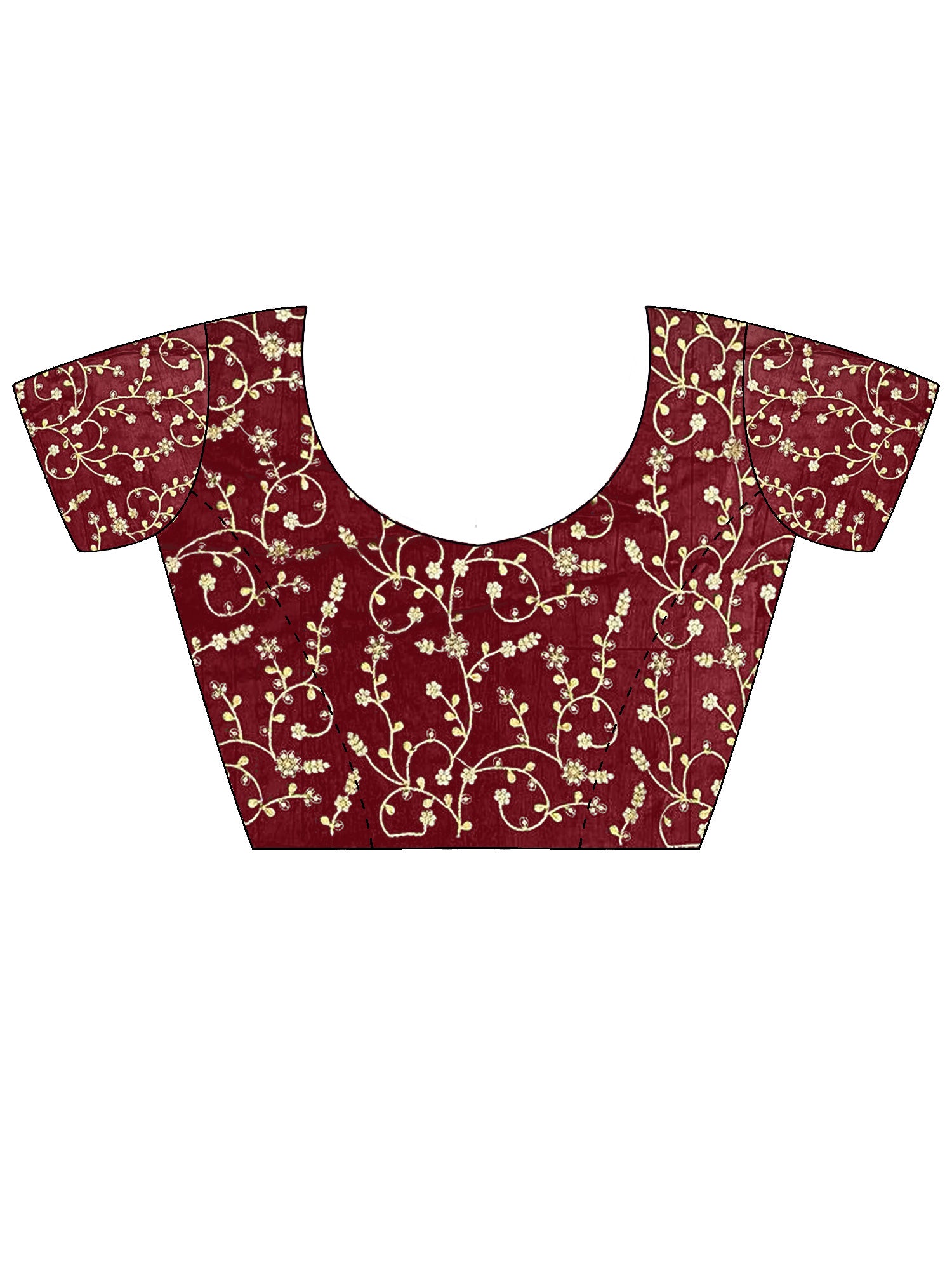 Women's Satin Maroon Embellished Designer Saree With Blouse Piece