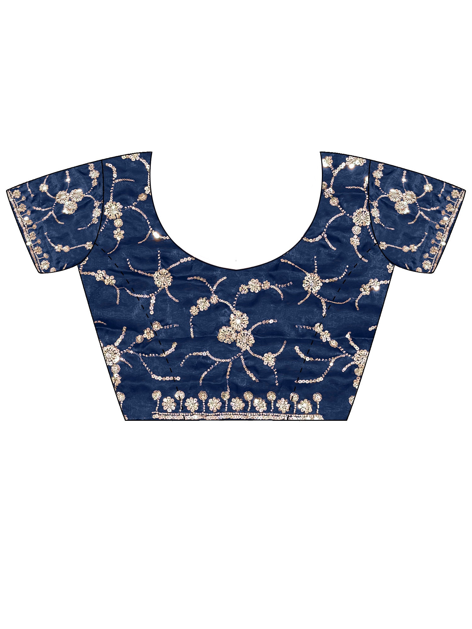 Women's Satin Blue Embellished Designer Saree With Blouse Piece
