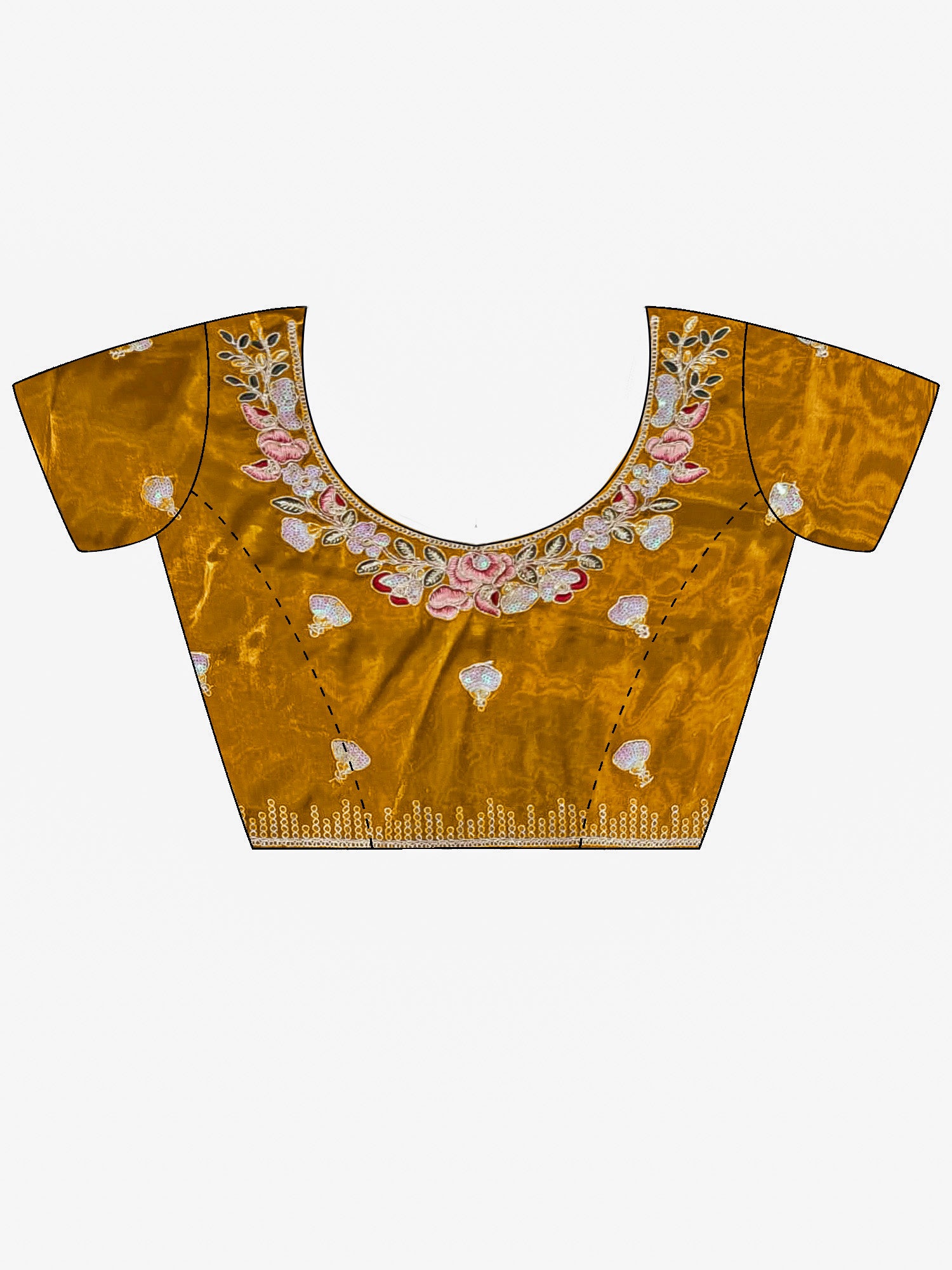 Women's Organza Mustard Embellished Designer Saree With Blouse Piece