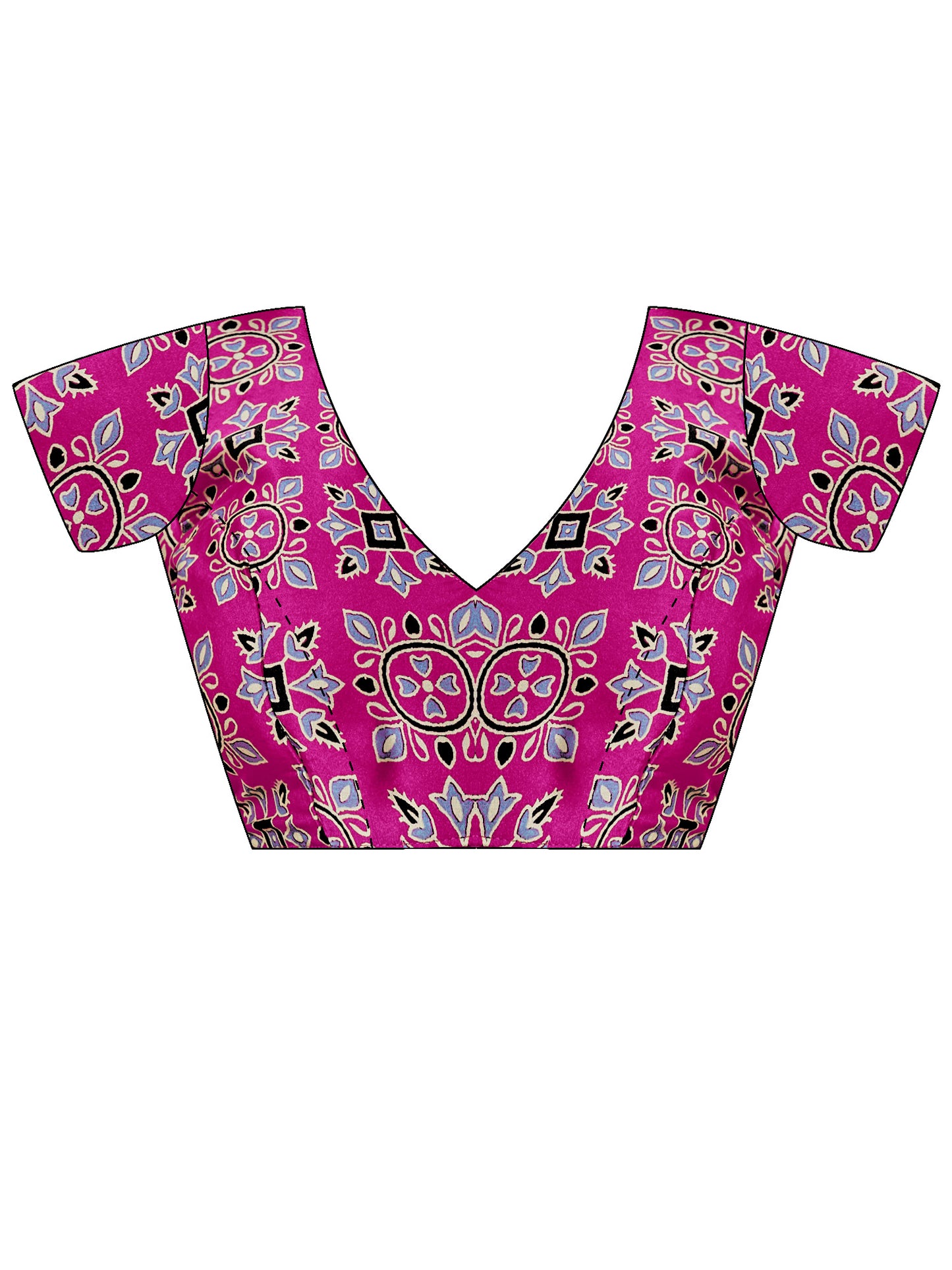 Women's Satin Magenta Printed Designer Saree With Blouse Piece