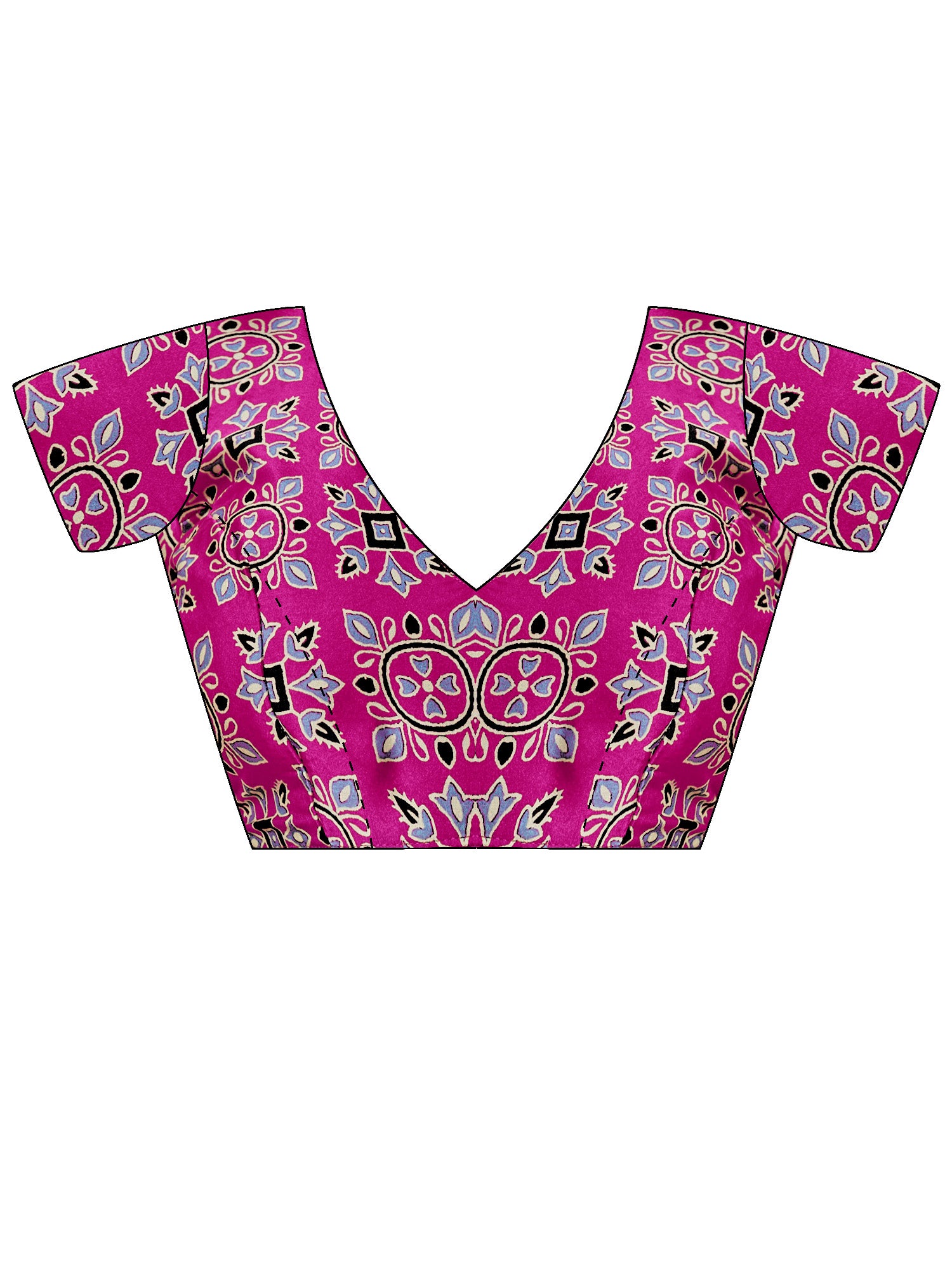 Women's Satin Magenta Printed Designer Saree With Blouse Piece