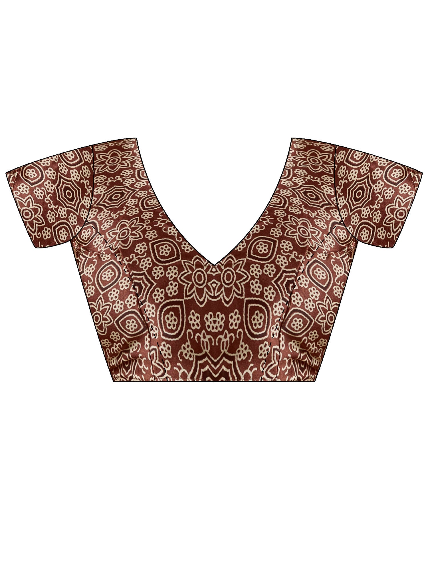 Women's Satin Coffee Brown Printed Designer Saree With Blouse Piece