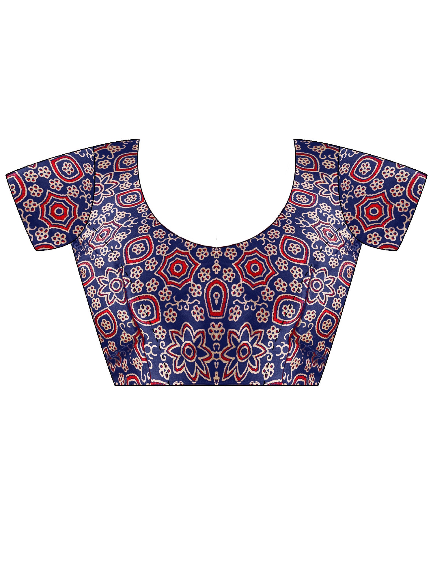 Women's Satin Blue Printed Designer Saree With Blouse Piece