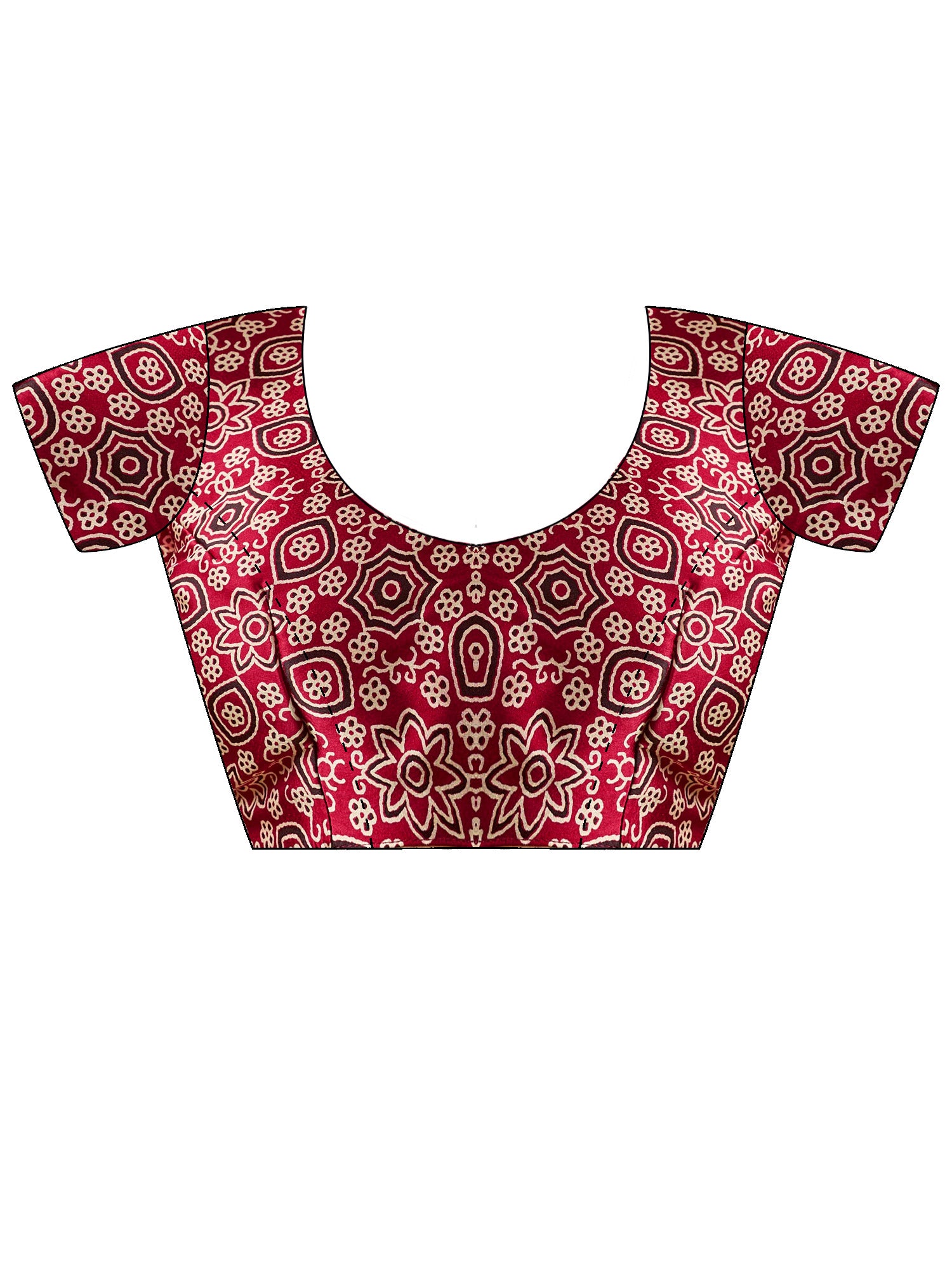 Women's Satin Maroon Printed Designer Saree With Blouse Piece