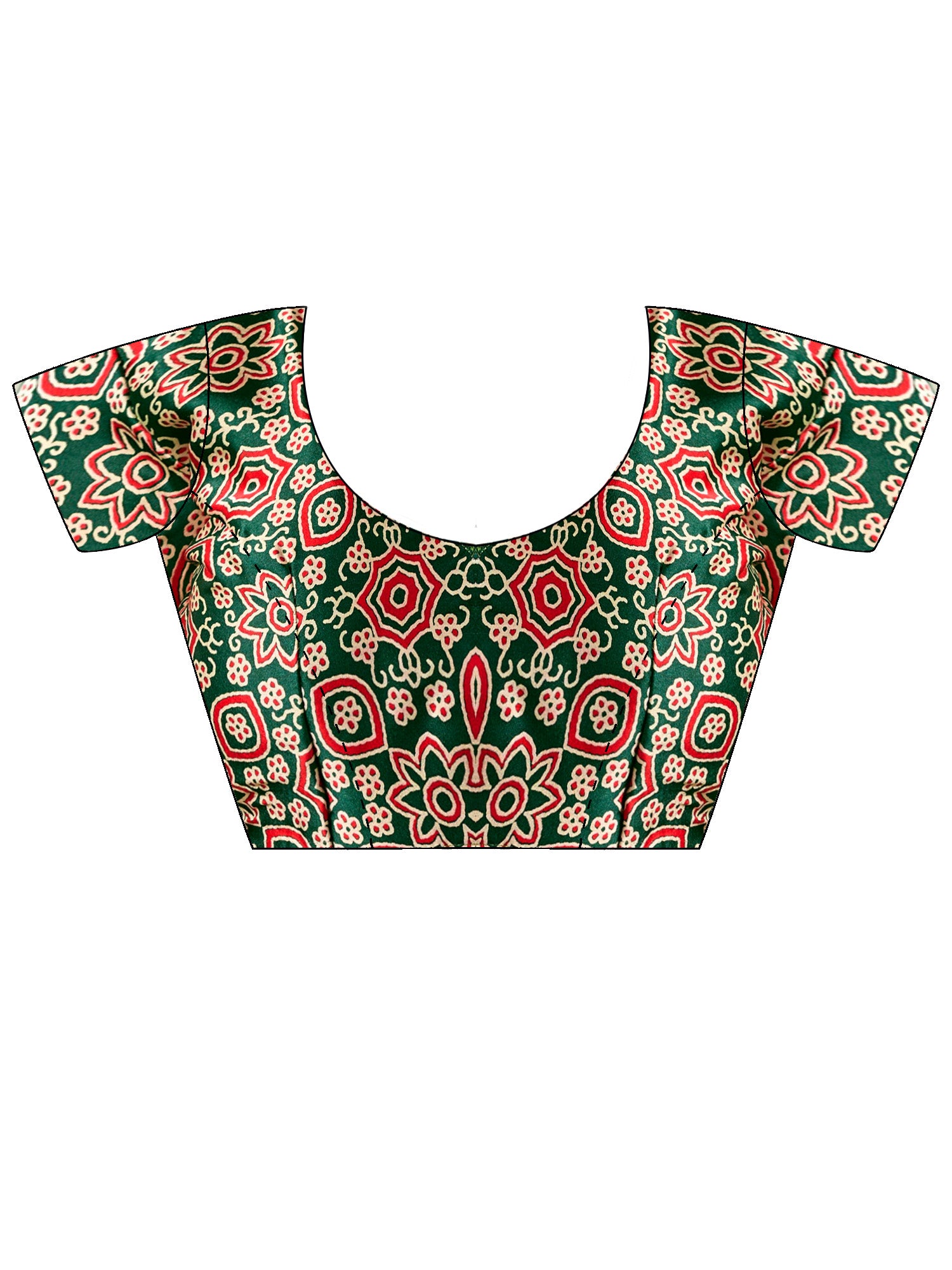 Women's Satin Green Printed Designer Saree With Blouse Piece