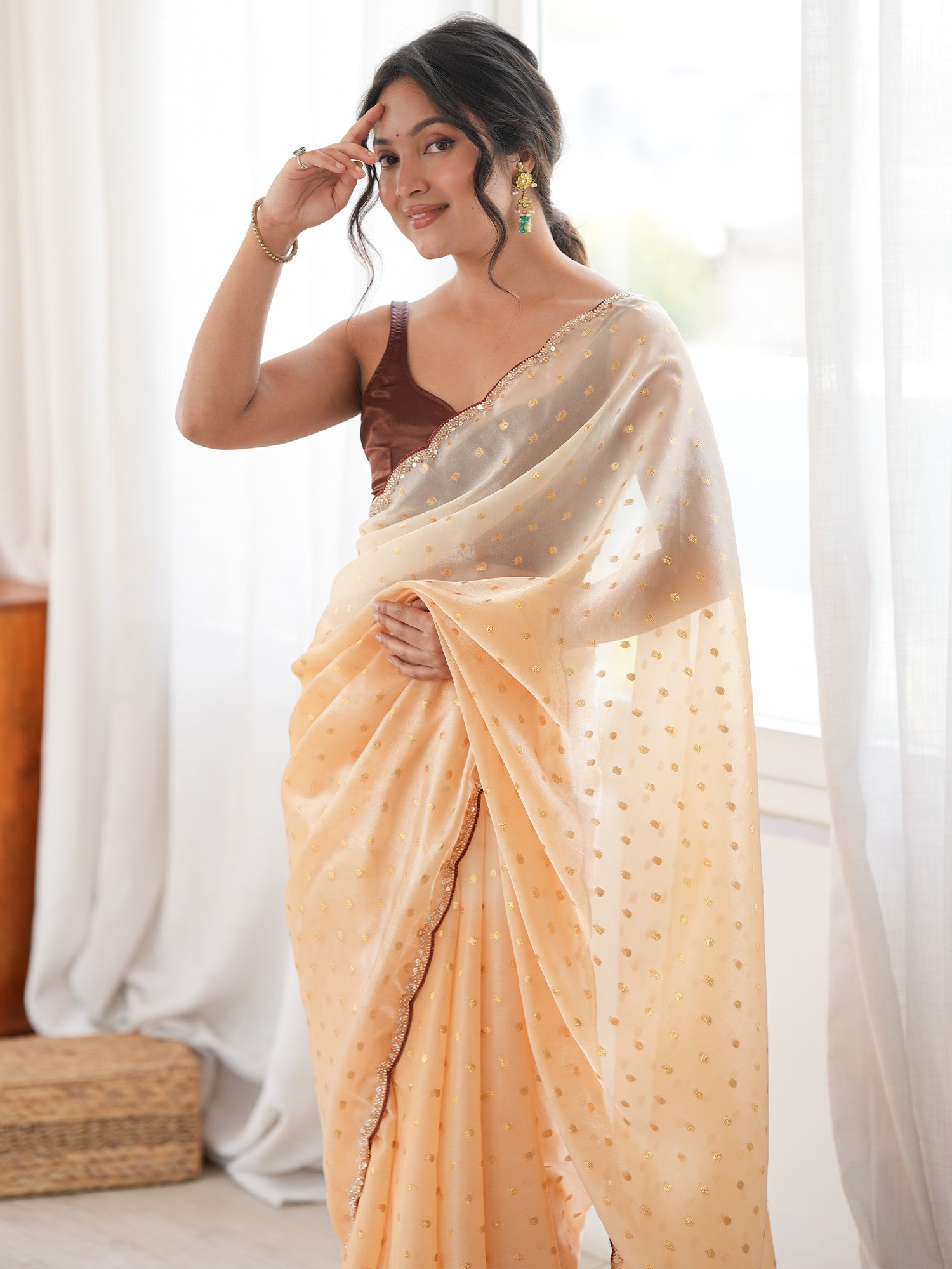 Women's Satin Yellow Woven Design Designer Saree With Blouse Piece