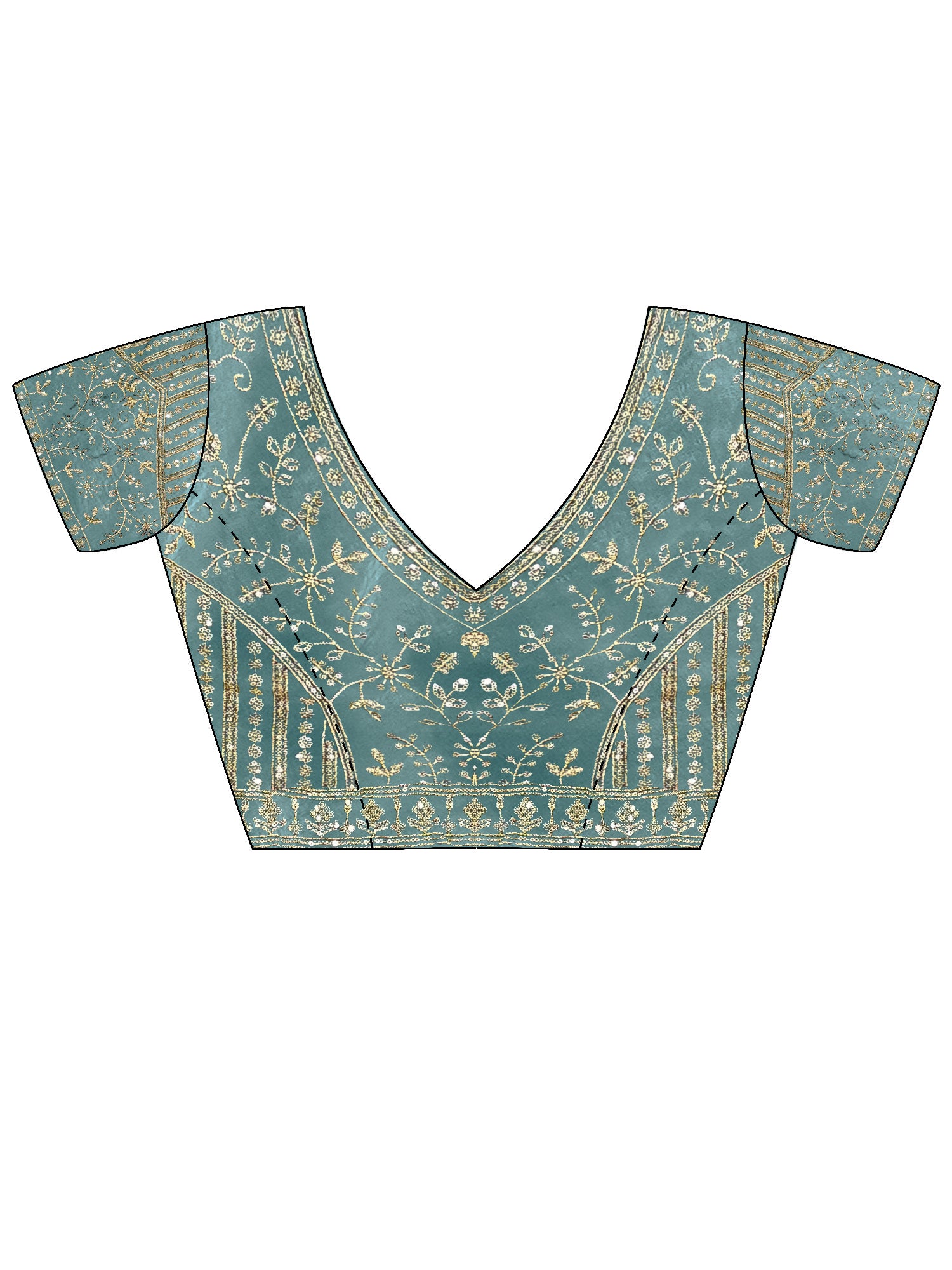 Women's Satin Light Blue Embellished Designer Saree With Blouse Piece