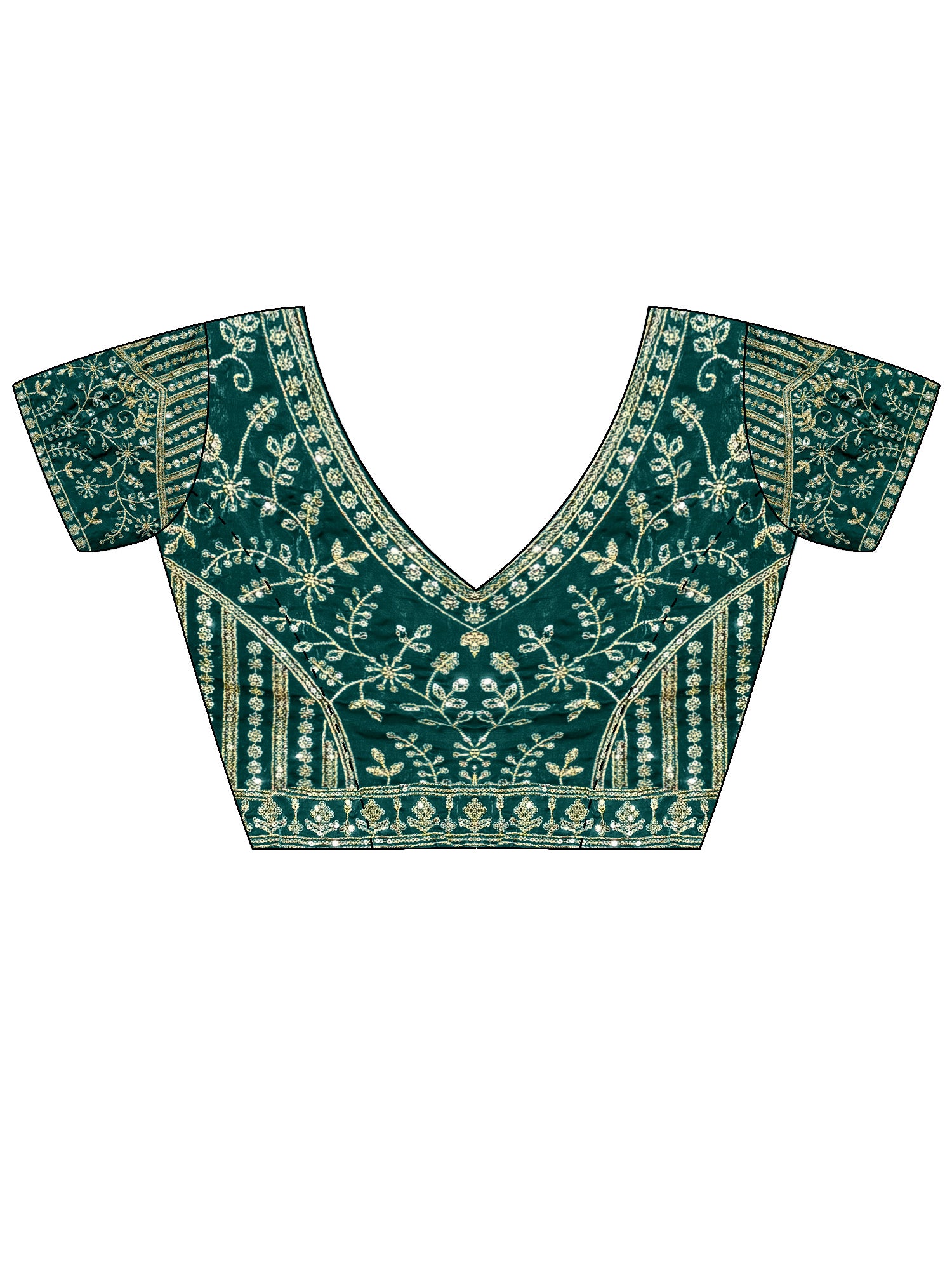 Women's Satin Teal green Embellished Designer Saree With Blouse Piece