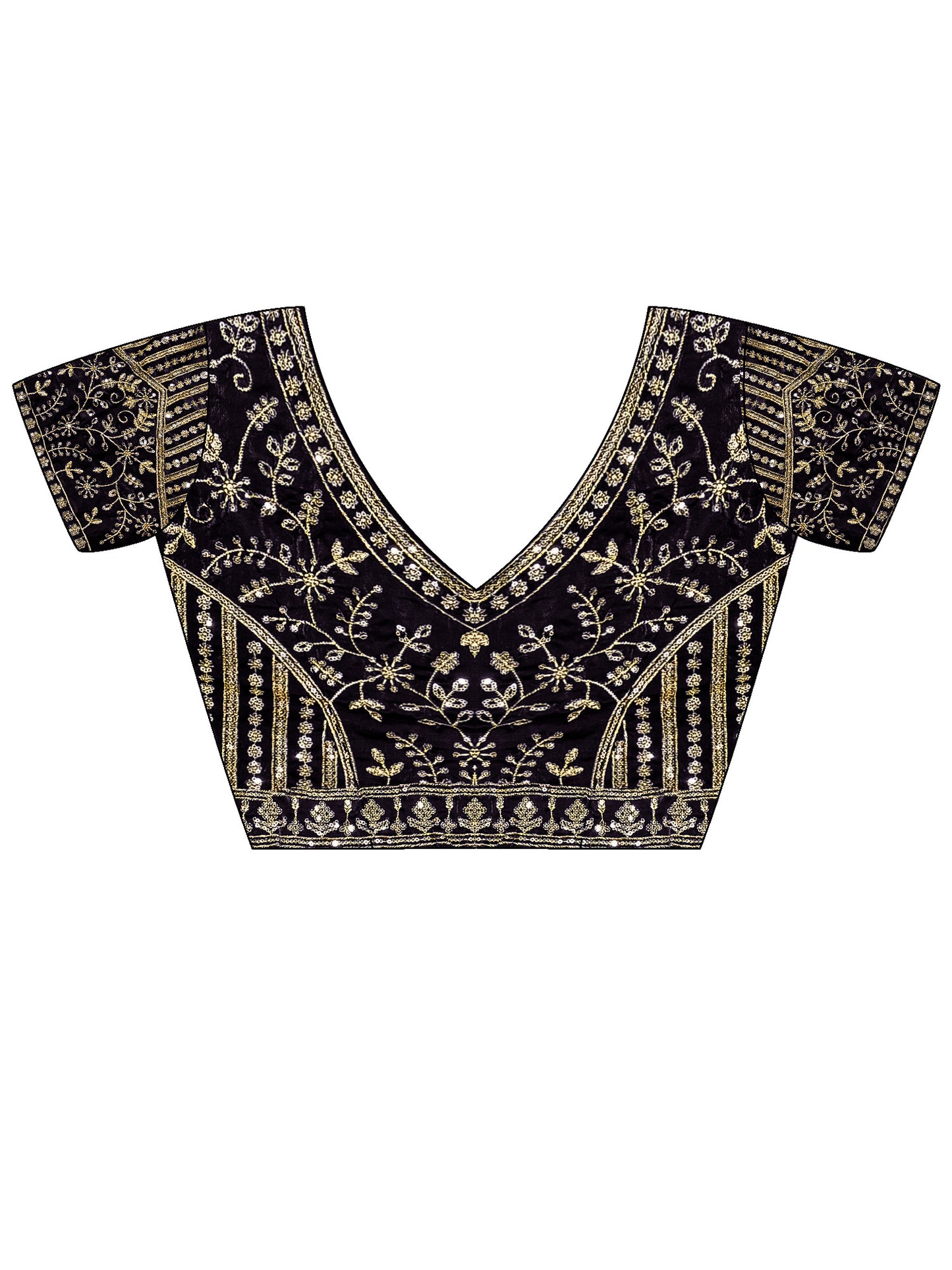 Women's Satin Black Embellished Designer Saree With Blouse Piece