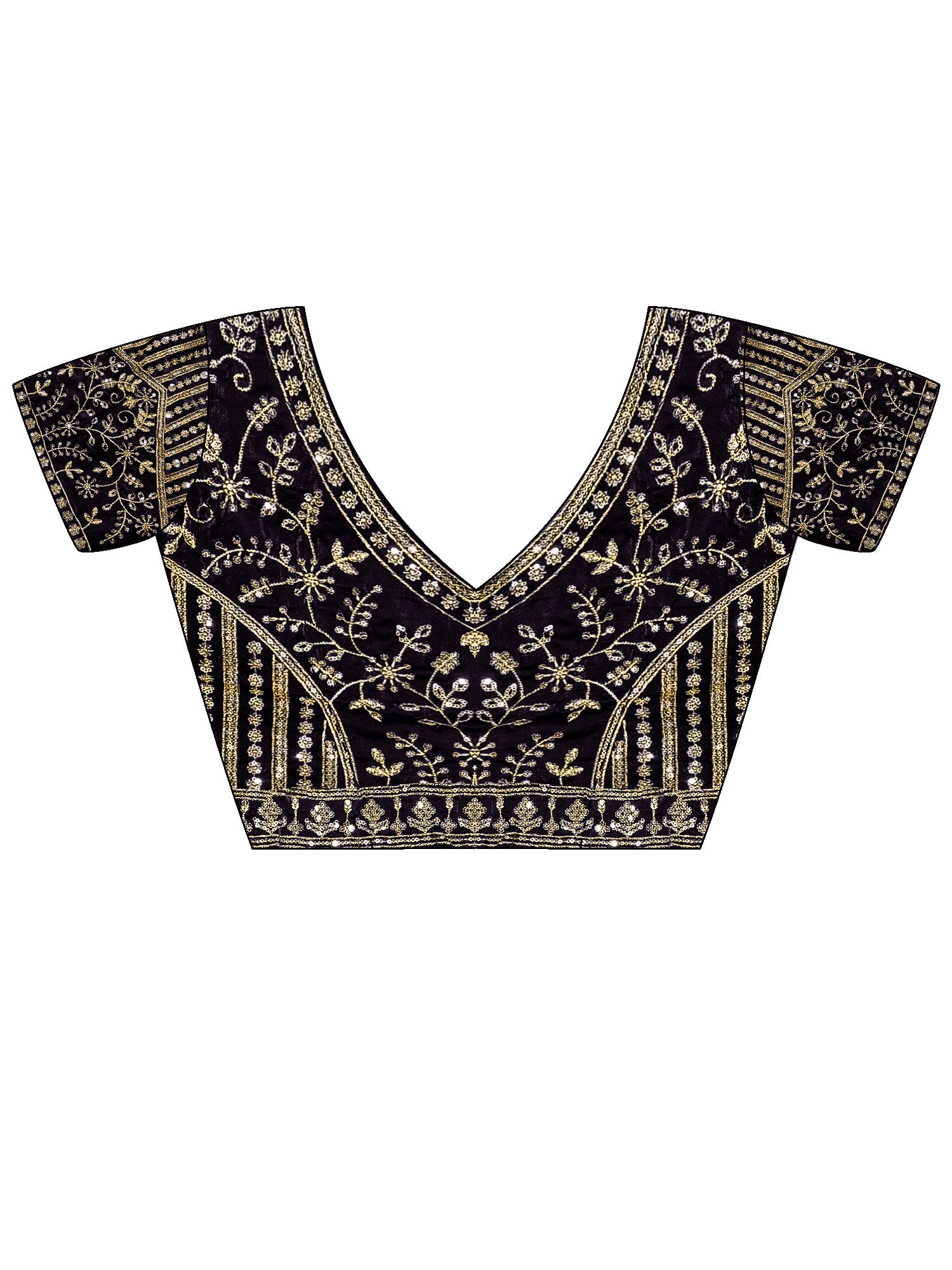Women's Satin Black Embellished Designer Saree With Blouse Piece