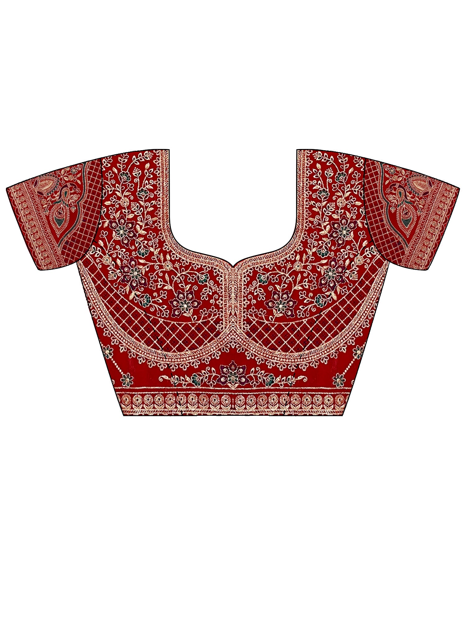 Women's Satin Wine Zari Embroidered Designer Saree With Blouse Piece