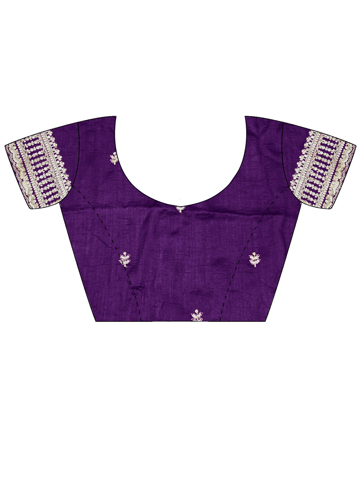 Women's Vichitra Silk Purple Zari Embroidered Designer Saree With Blouse Piece