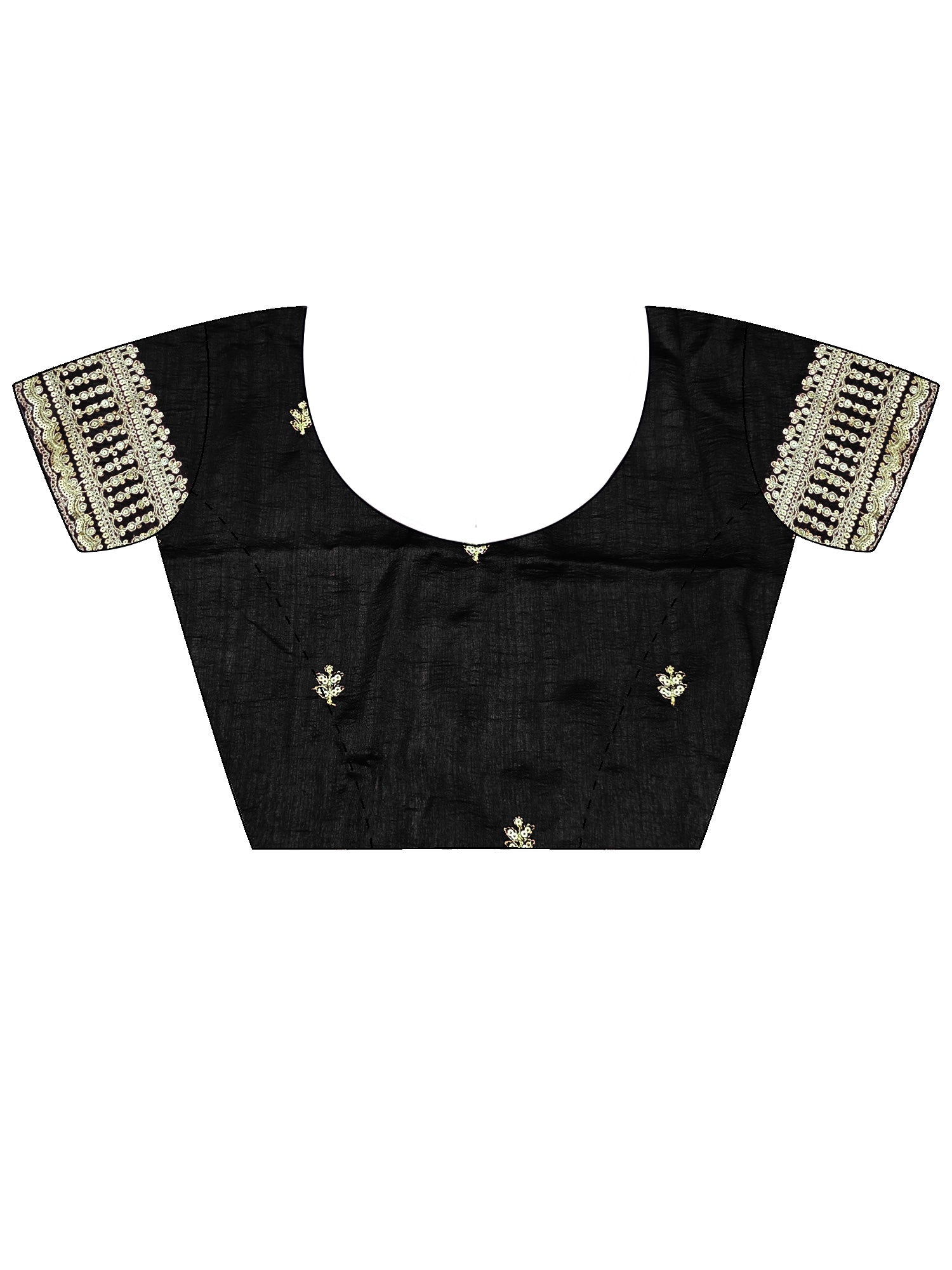 Women's Vichitra Silk Black Zari Embroidered Designer Saree With Blouse Piece
