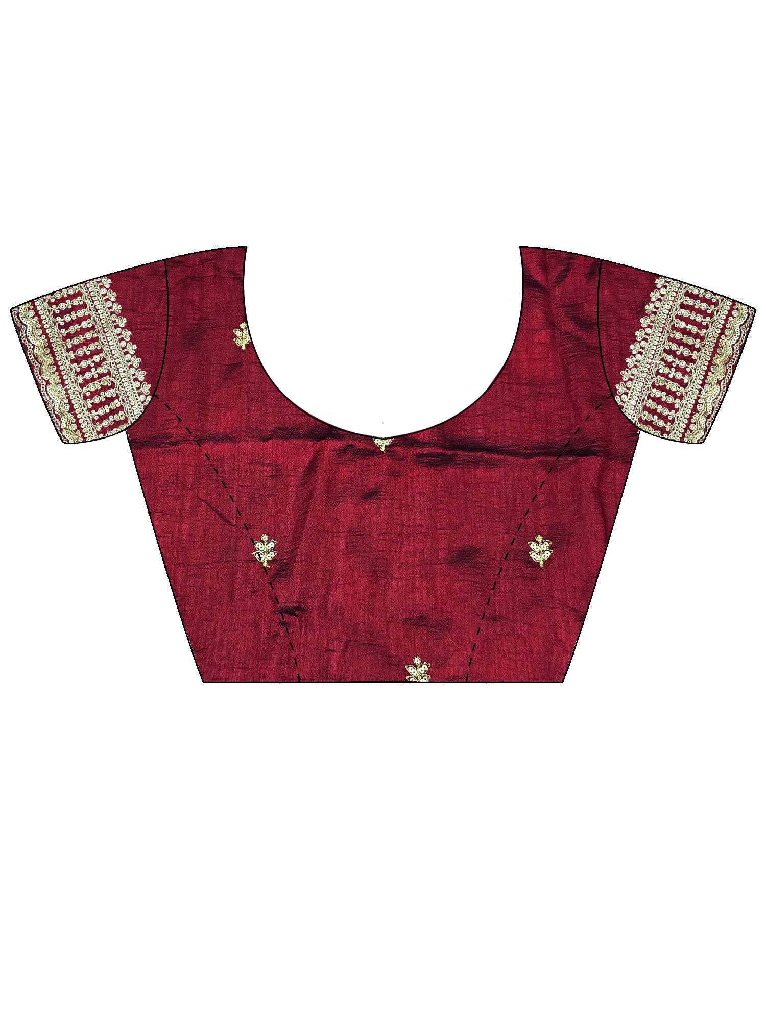 Women's Vichitra Silk Maroon Zari Embroidered Designer Saree With Blouse Piece