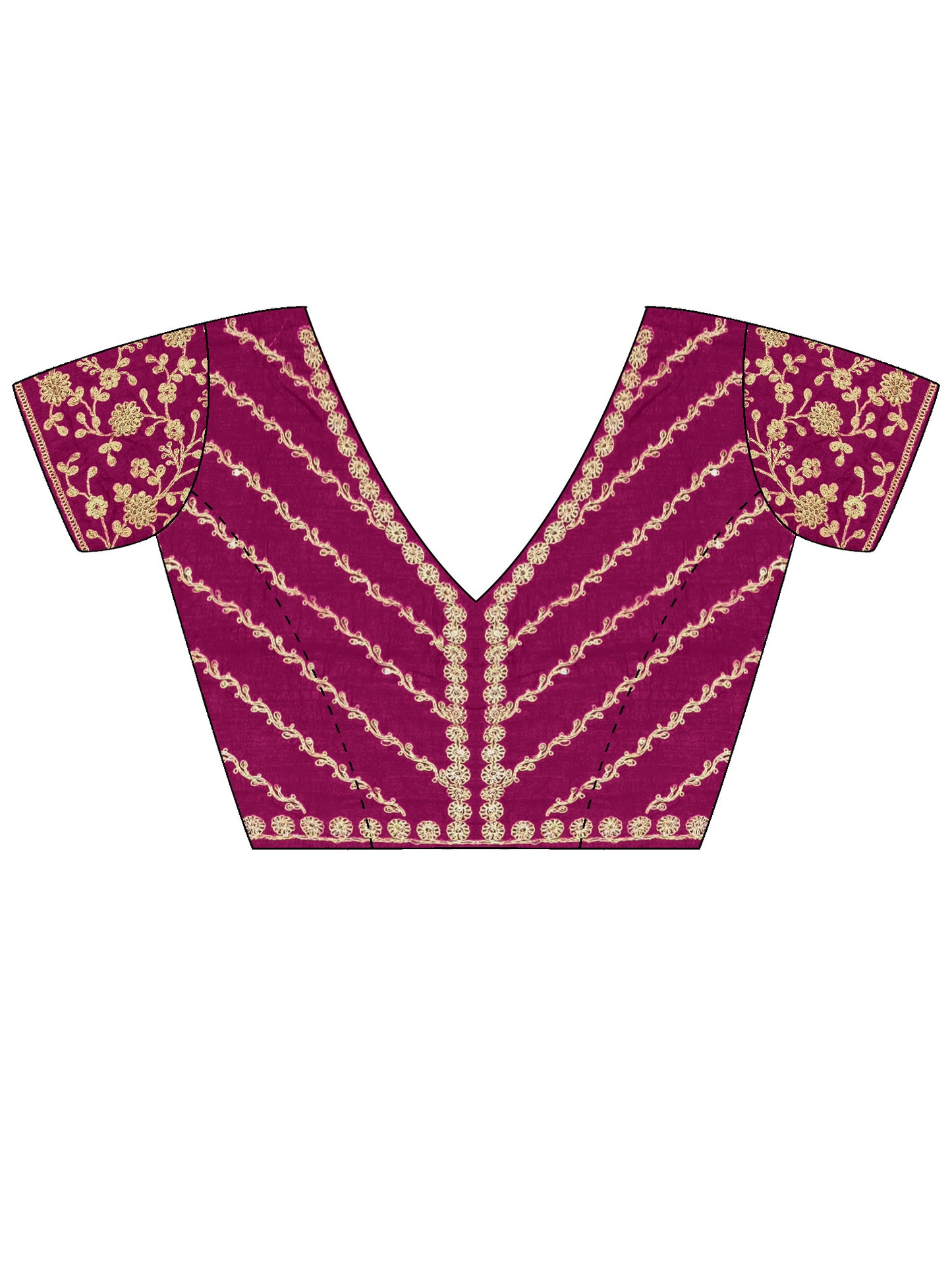 Women's Vichitra Silk Magenta Embellished Designer Saree With Blouse Piece