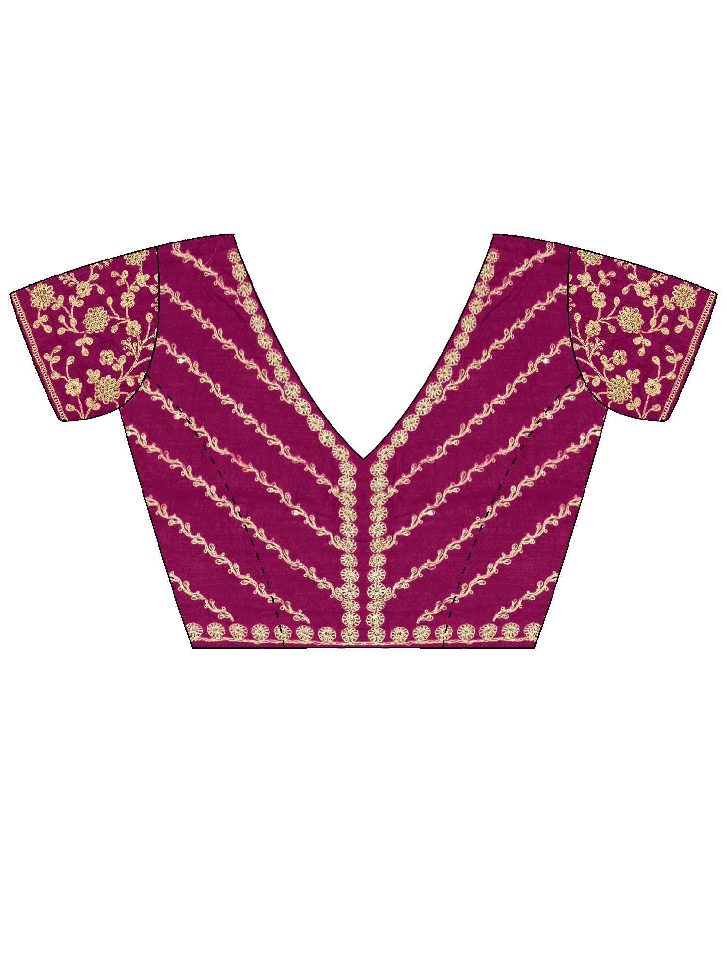 Women's Vichitra Silk Magenta Embellished Designer Saree With Blouse Piece