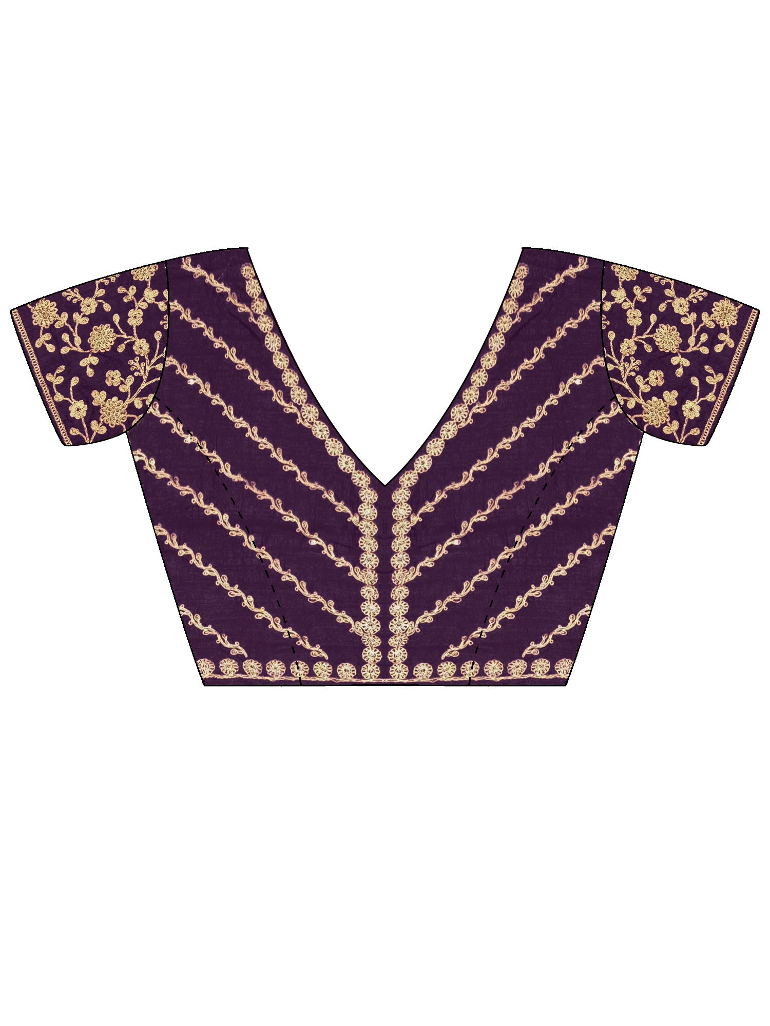 Women's Vichitra Silk Purple Embellished Designer Saree With Blouse Piece