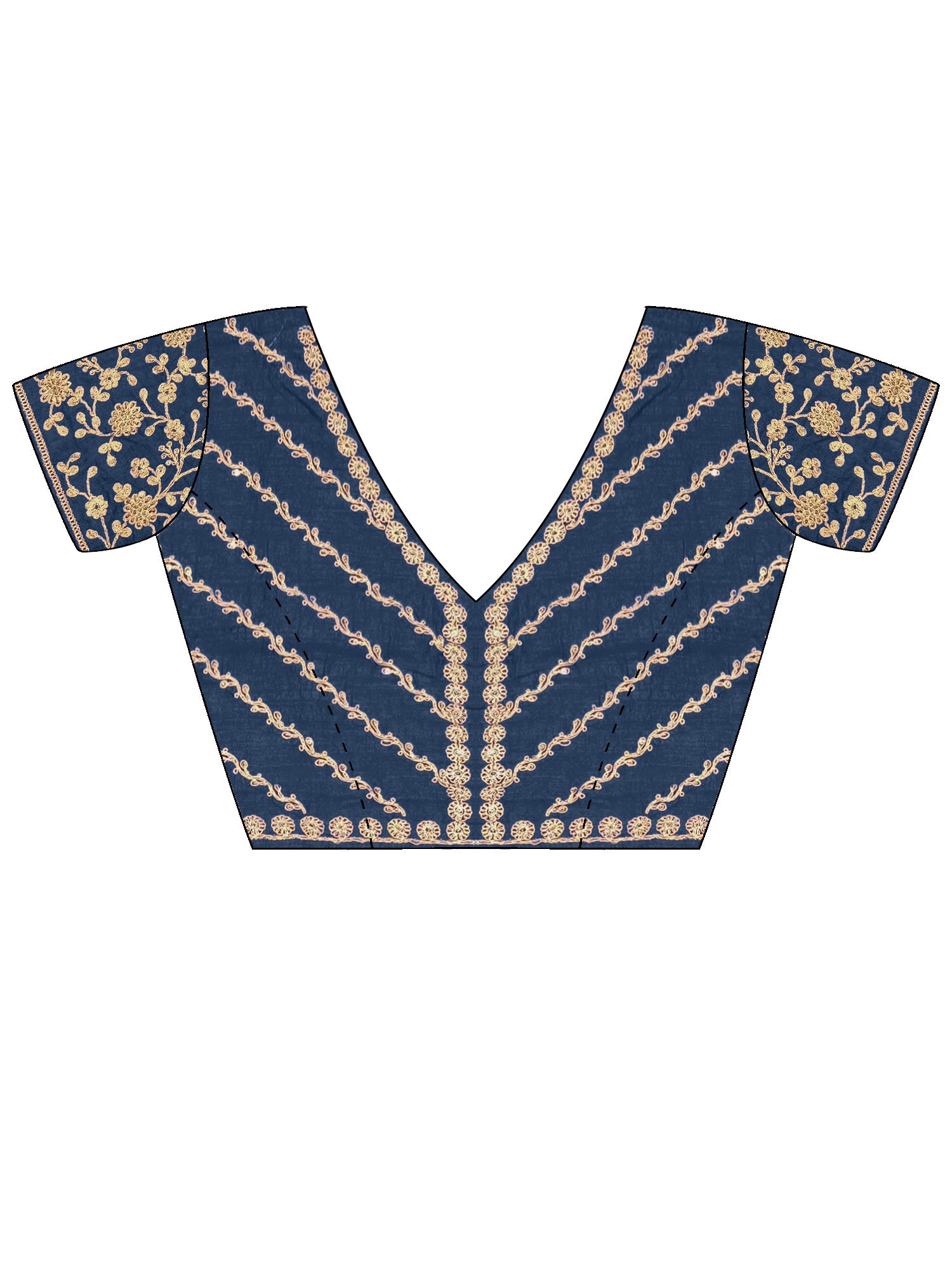 Women's Vichitra Silk Blue Embellished Designer Saree With Blouse Piece