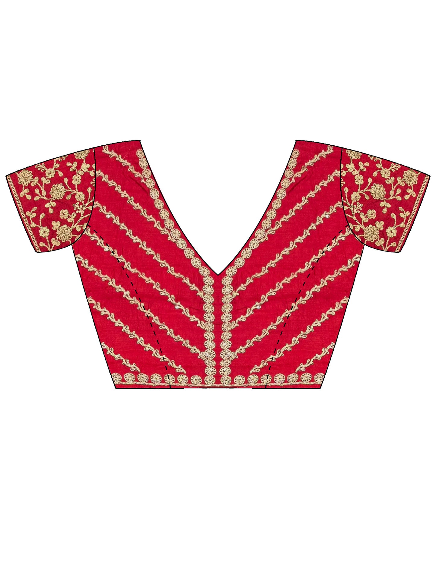 Women's Vichitra Silk Red Embellished Designer Saree With Blouse Piece