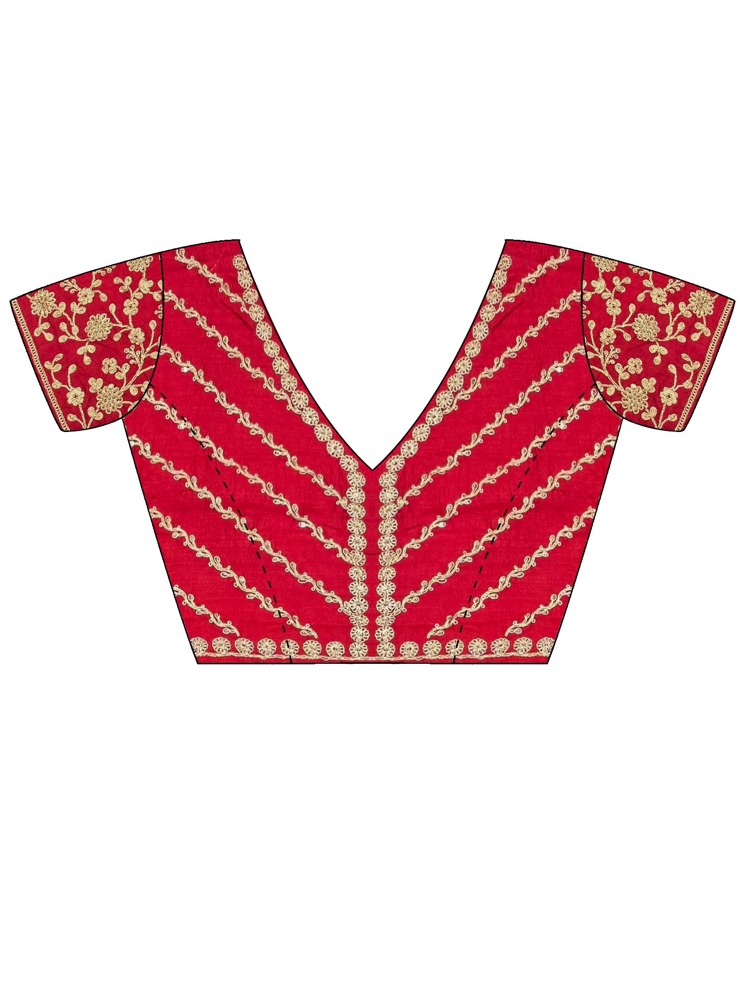 Women's Vichitra Silk Red Embellished Designer Saree With Blouse Piece