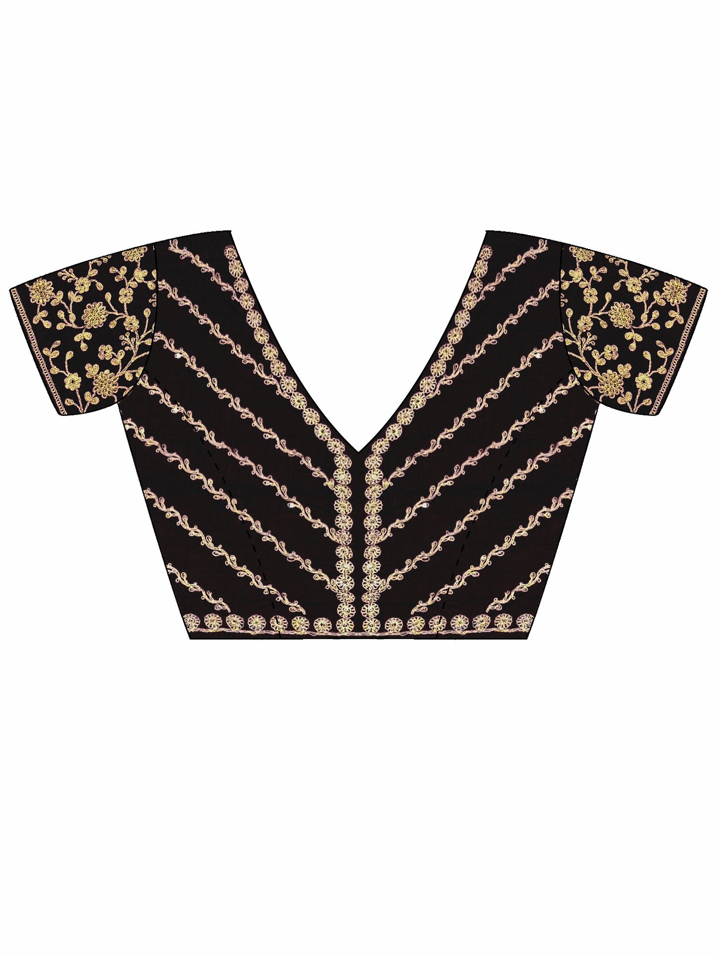 Women's Vichitra Silk Black Embellished Designer Saree With Blouse Piece
