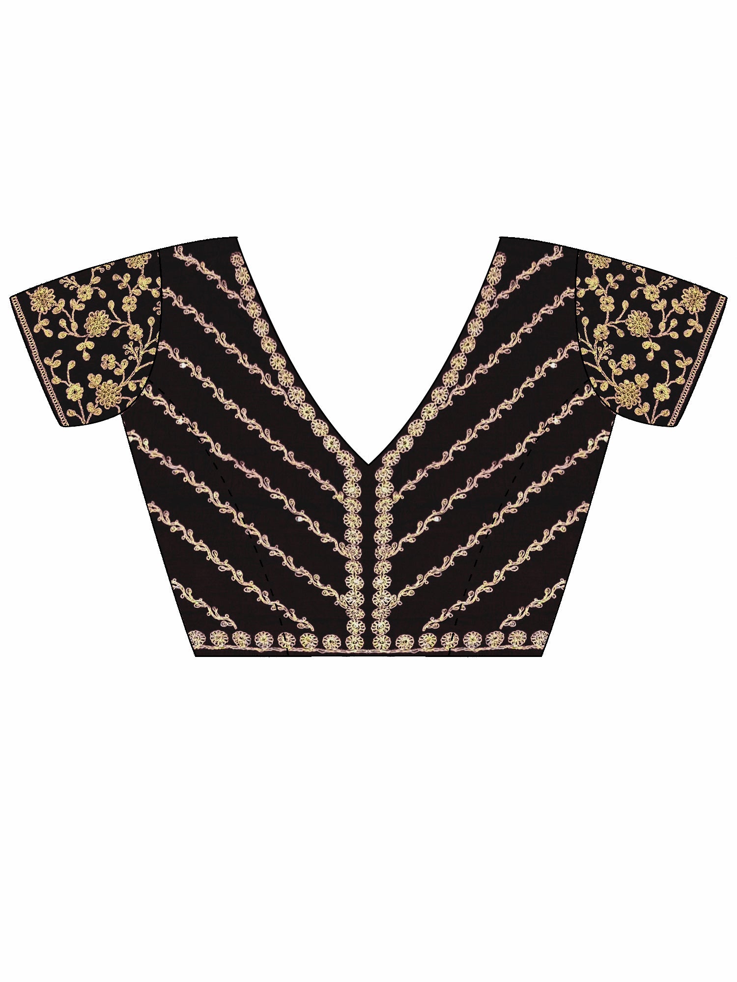 Women's Vichitra Silk Black Embellished Designer Saree With Blouse Piece
