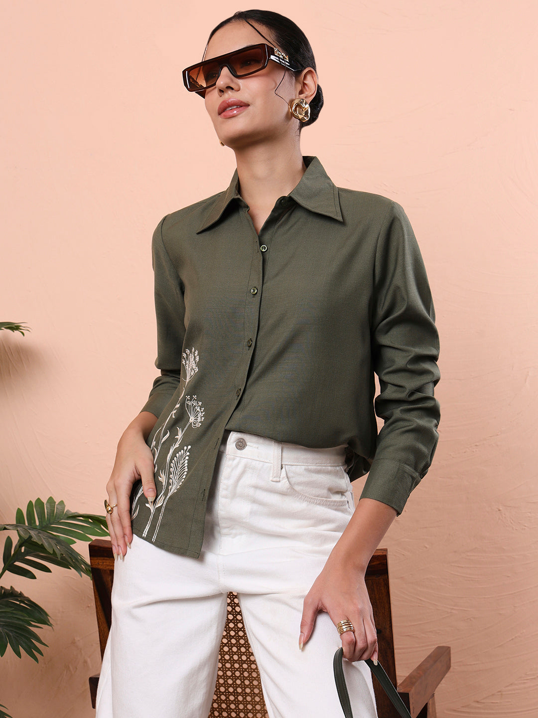 trendy embroidered long sleeve shirt