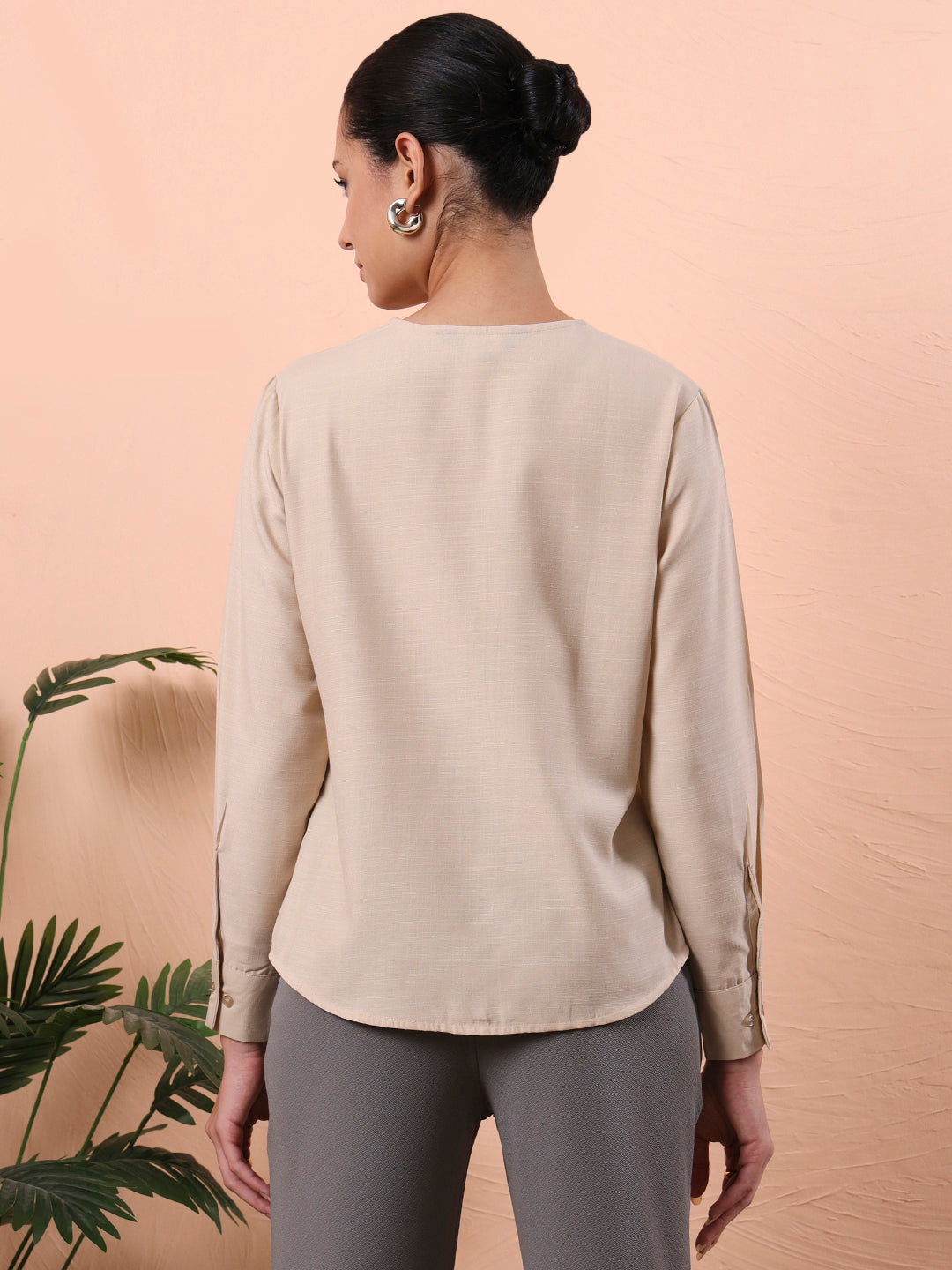 smart opaque v neck formal shirt