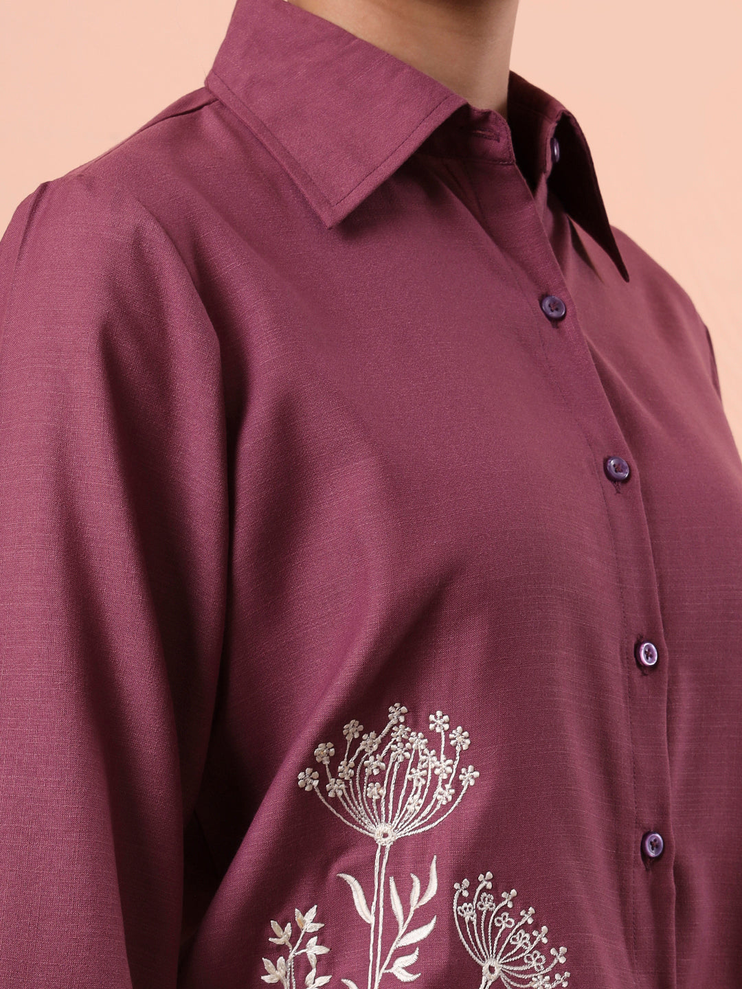 trendy embroidered long sleeve shirt