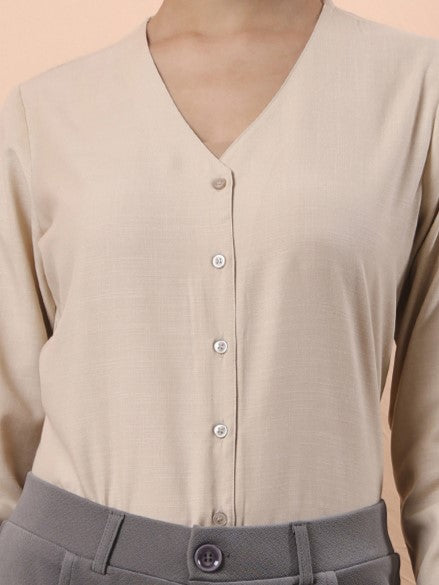 smart opaque v neck formal shirt