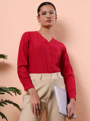smart opaque v neck formal shirt