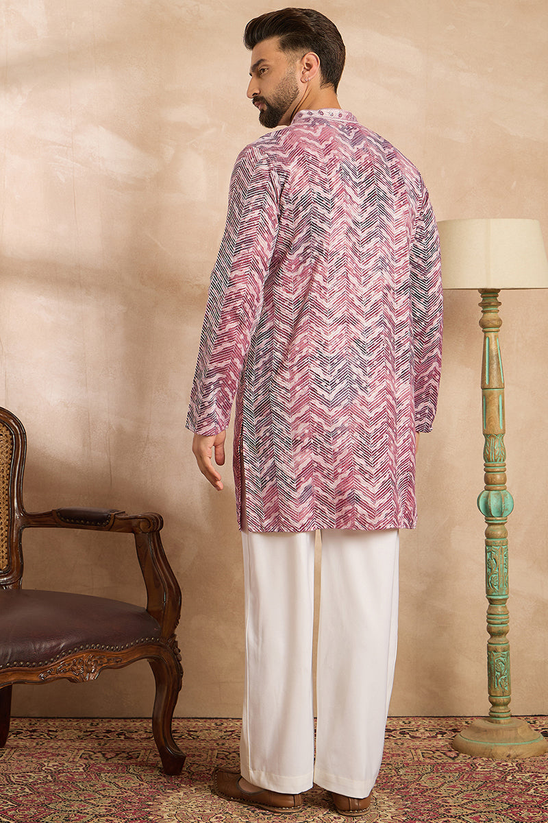 Maroon Silk Blend Solid Embroidered Straight Kurta With Trouser